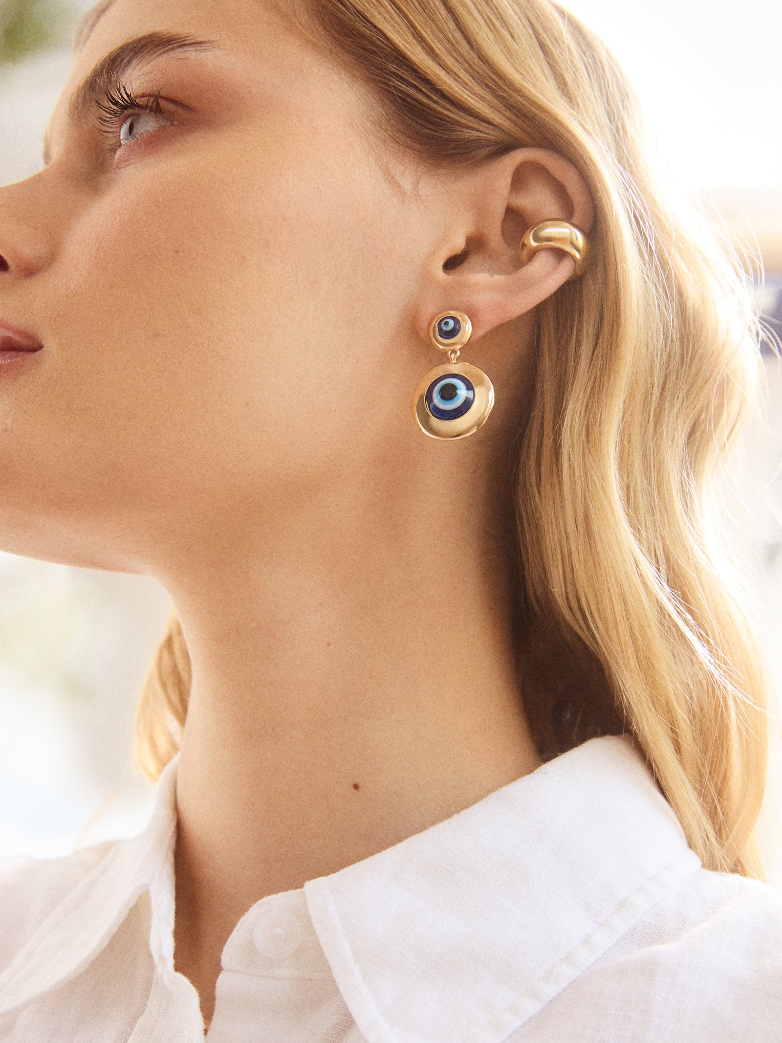 Divine Eyes Earrings - Gold/Blue - Image 2