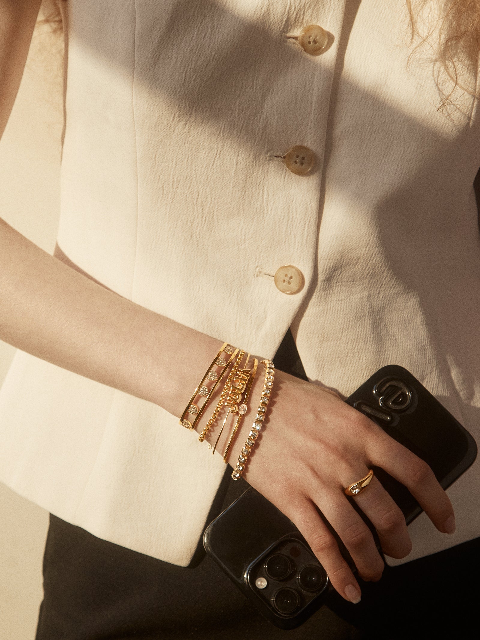 18K Gold Heart Cuff Bracelet - Heart - Image 2