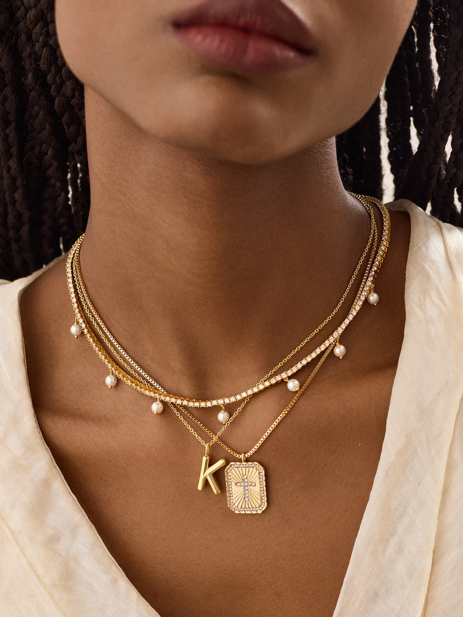 Grace Cross Pendant Necklace - Gold/Pav?? - Image 2