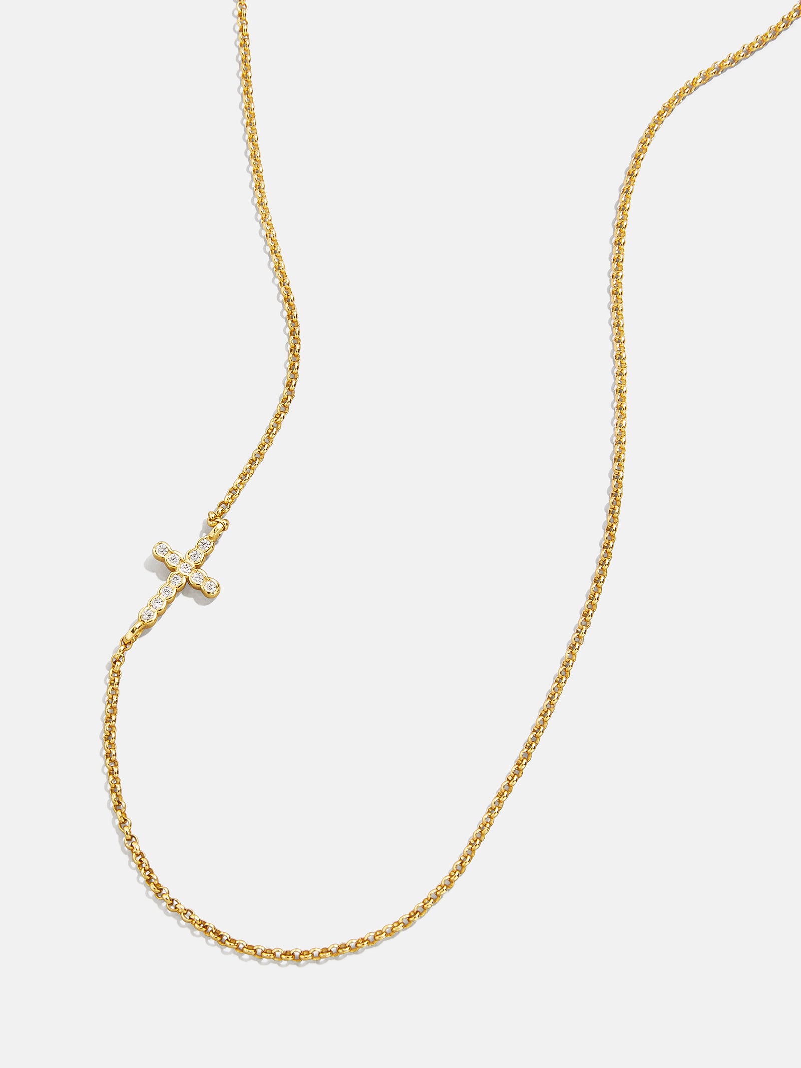 18K Gold Asymmetrical Cross Necklace - Cross - Image 3