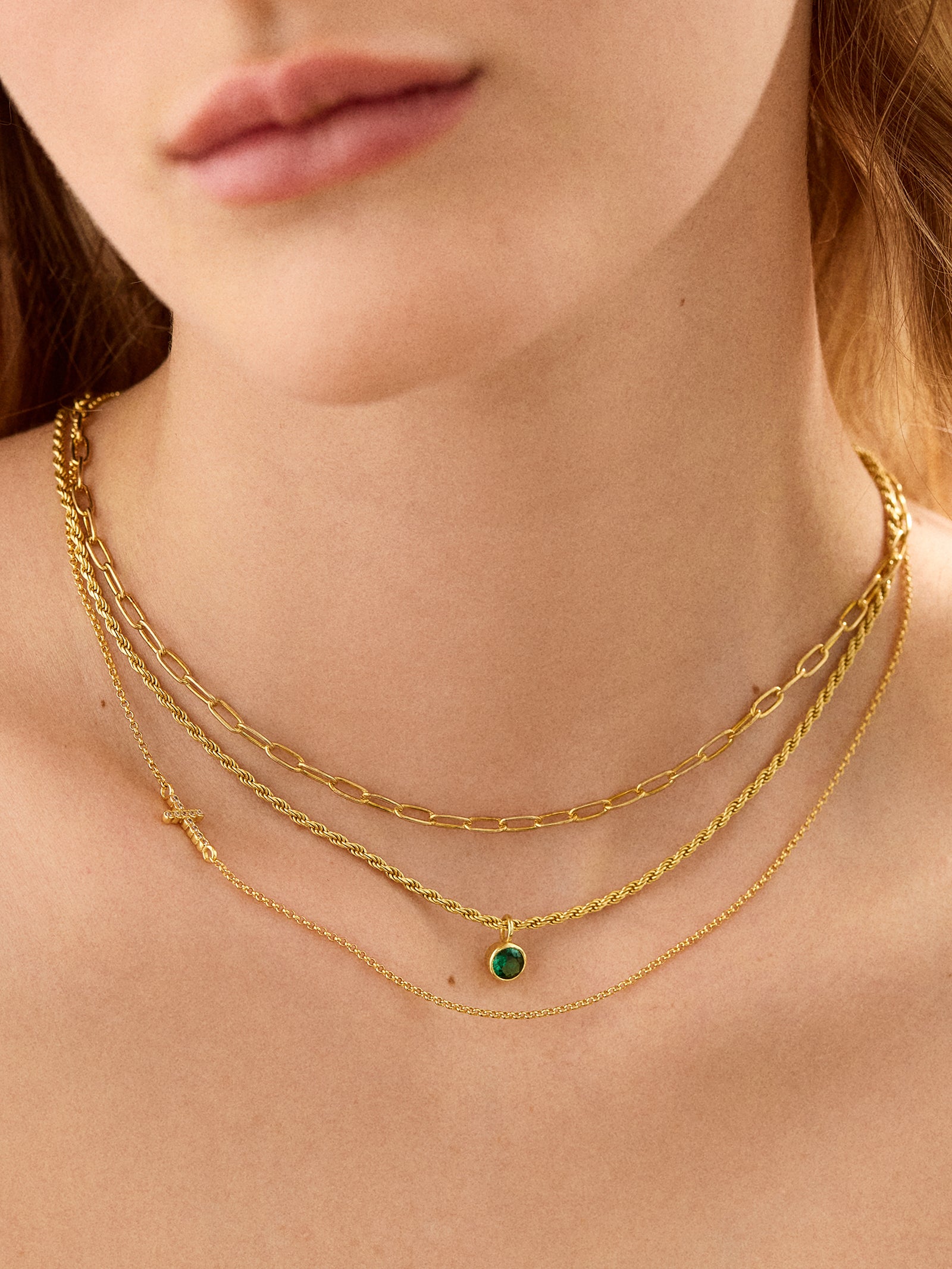 18K Gold Asymmetrical Cross Necklace - Cross - Image 2