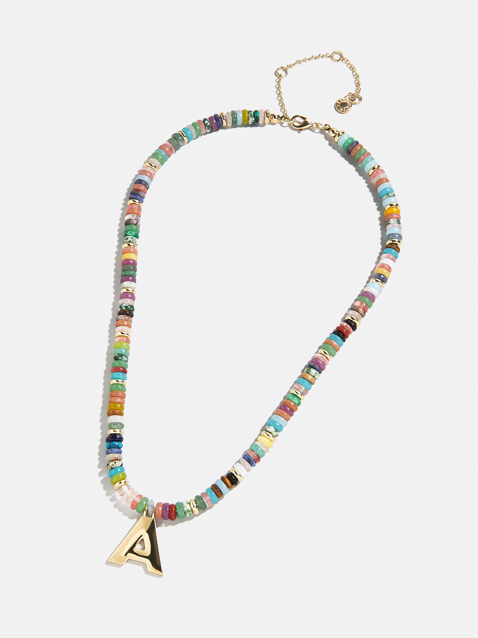 Semi-Precious Block Initial Necklace - Multi/Gold - Image 26