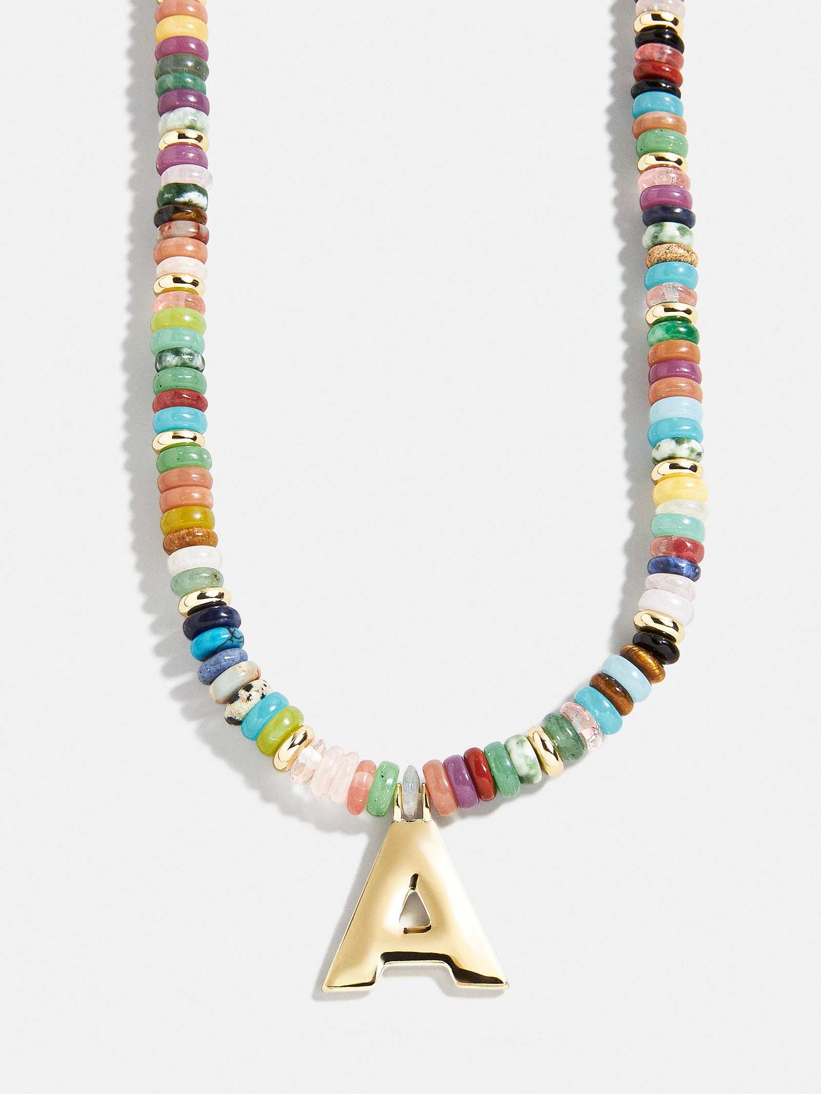 Semi-Precious Block Initial Necklace - Multi/Gold - Image 3
