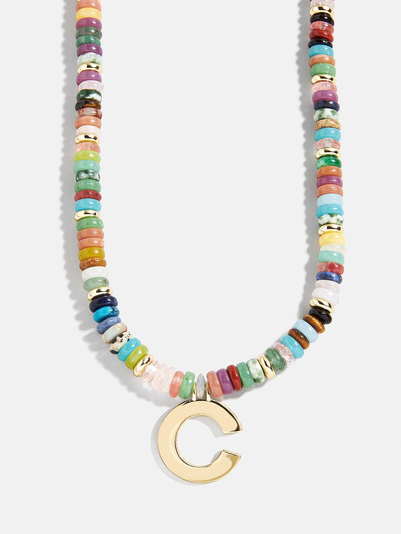 Semi-Precious Block Initial Necklace - Multi/Gold - Image 5