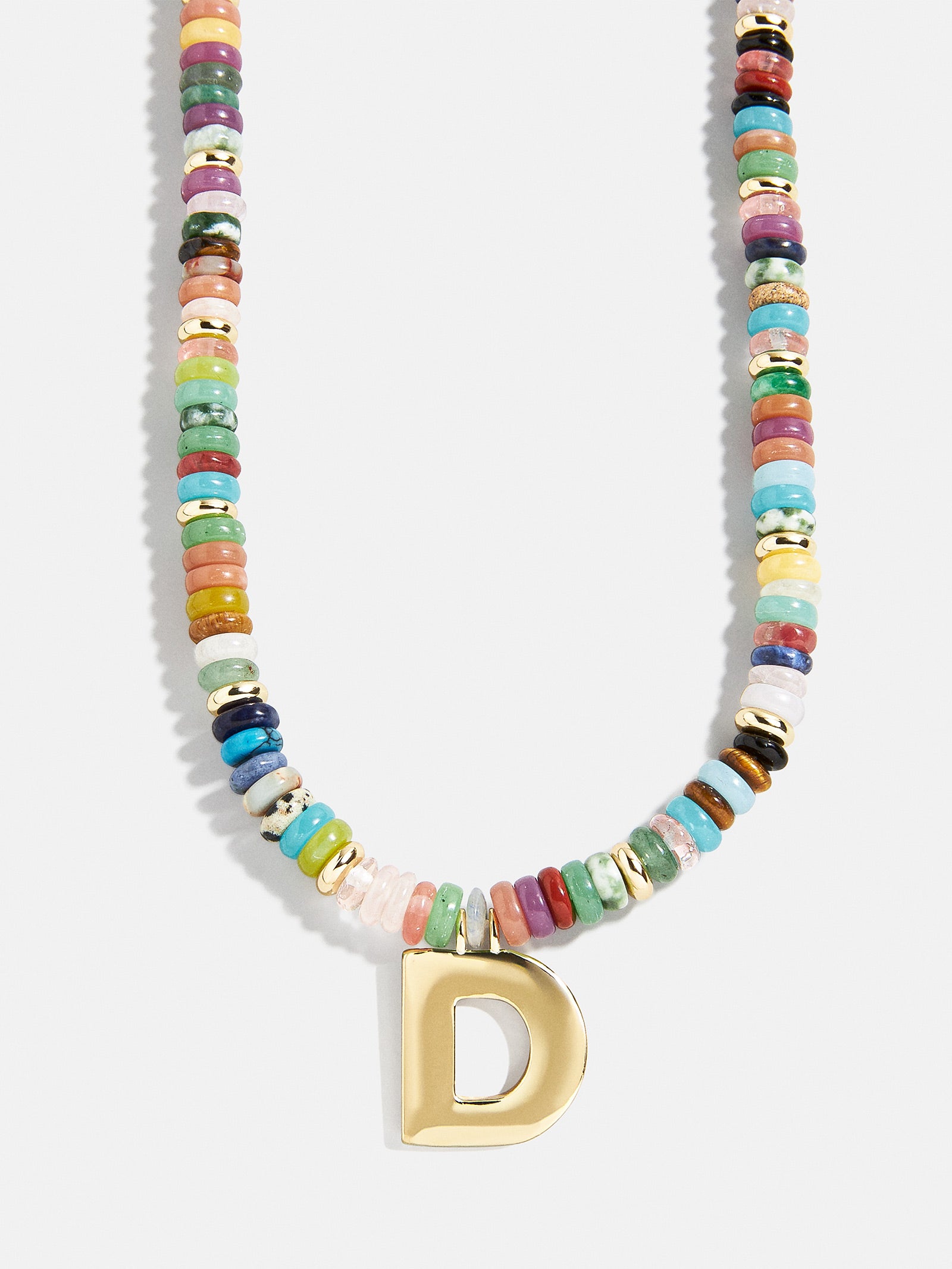 Semi-Precious Block Initial Necklace - Multi/Gold - Image 6