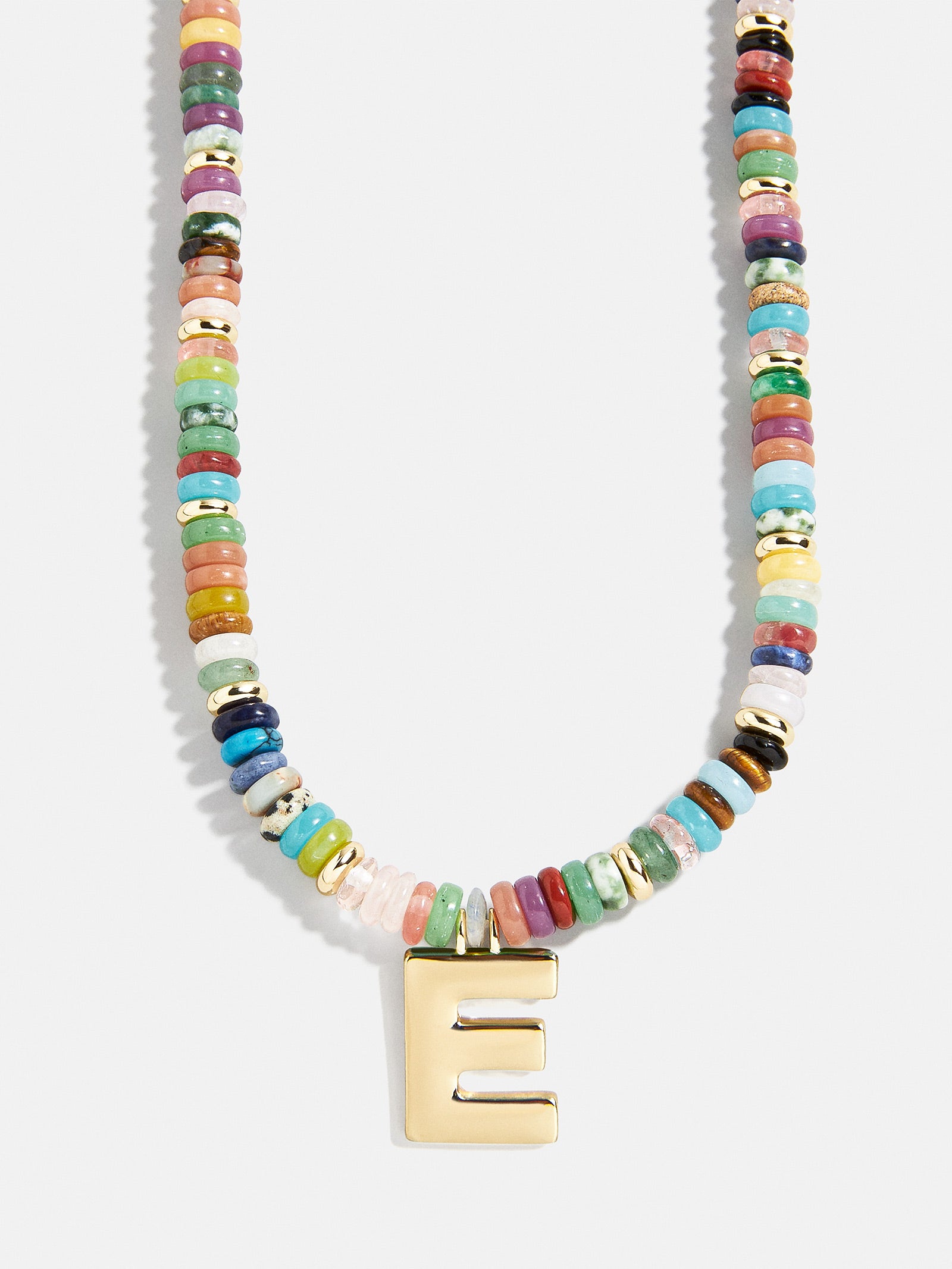 Semi-Precious Block Initial Necklace - Multi/Gold - Image 7