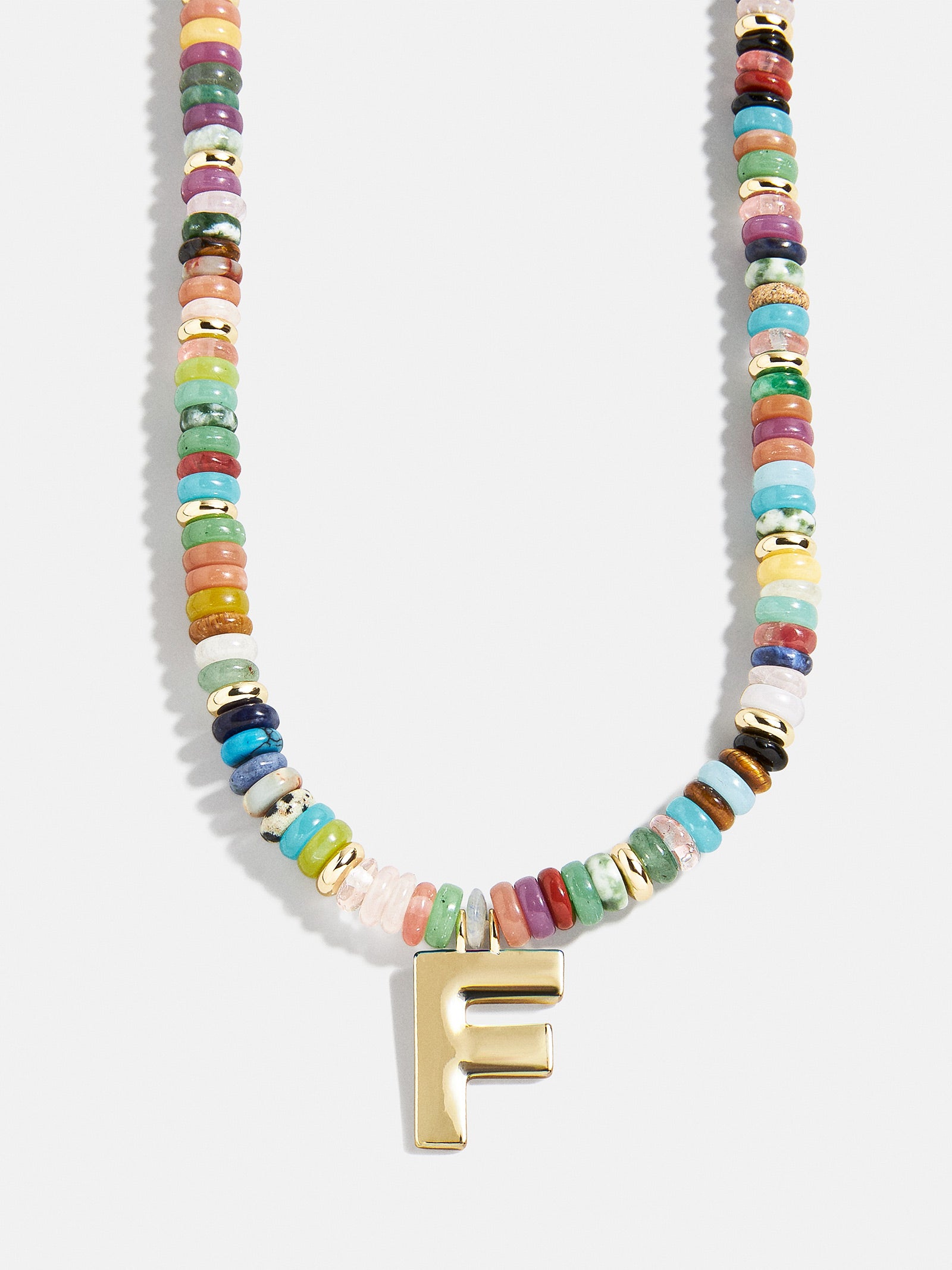 Semi-Precious Block Initial Necklace - Multi/Gold - Image 8