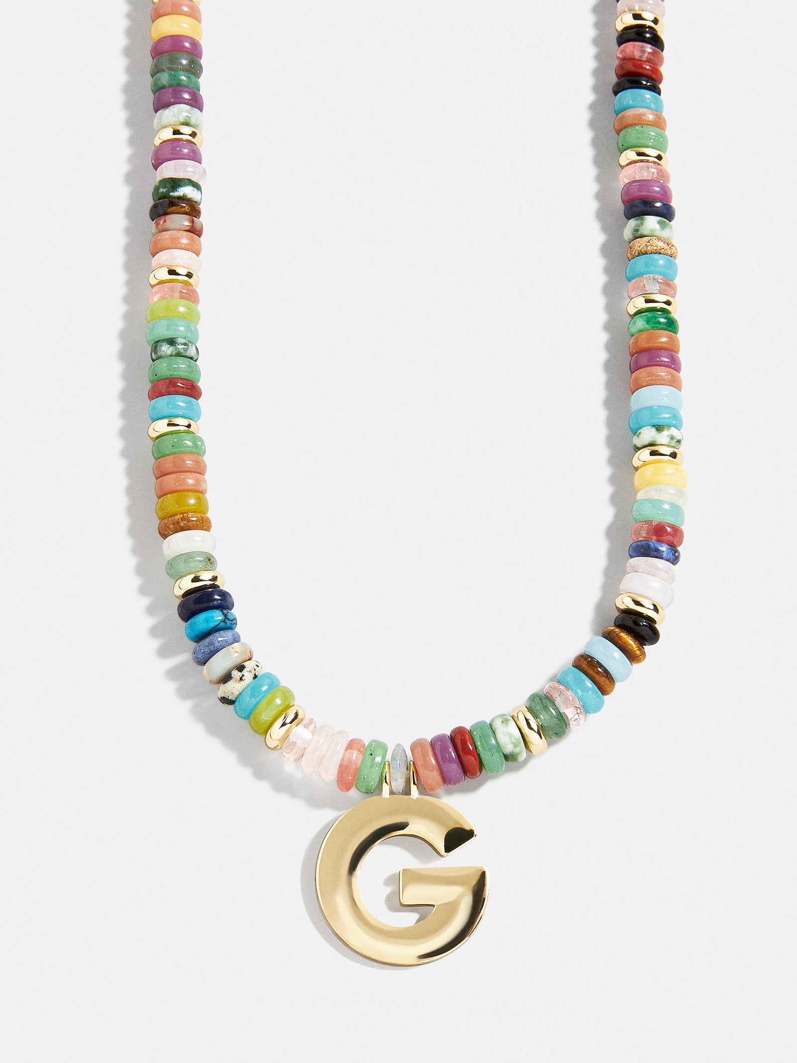 Semi-Precious Block Initial Necklace - Multi/Gold - Image 9