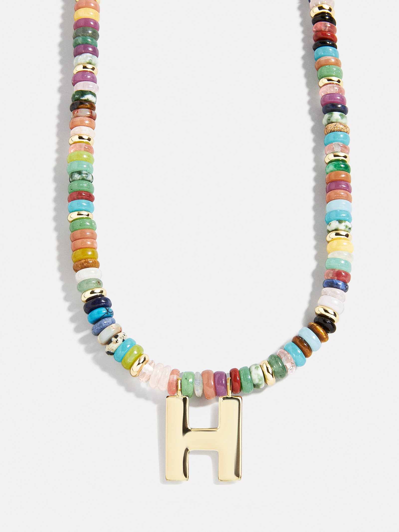 Semi-Precious Block Initial Necklace - Multi/Gold - Image 10