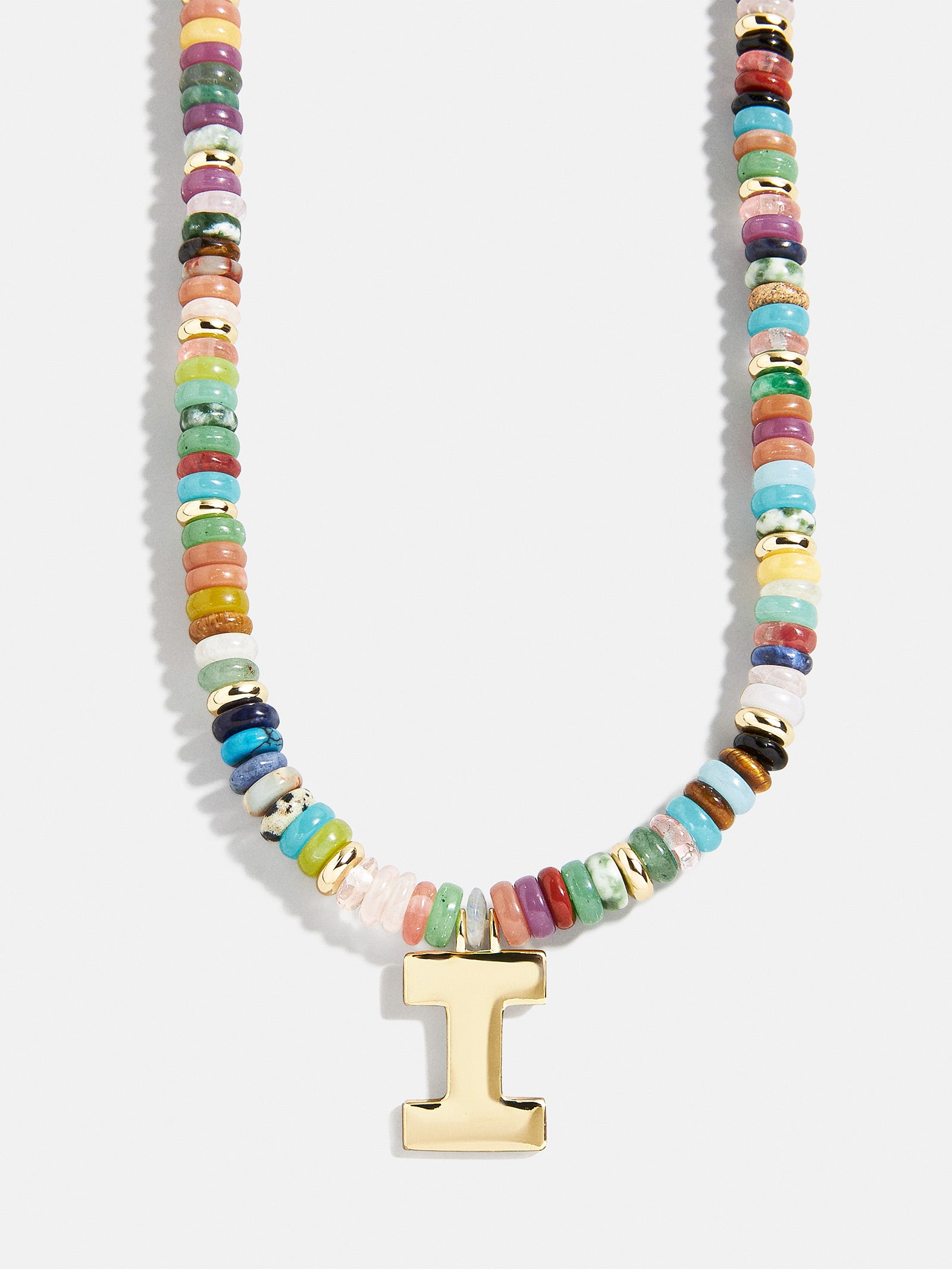 Semi-Precious Block Initial Necklace - Multi/Gold - Image 11