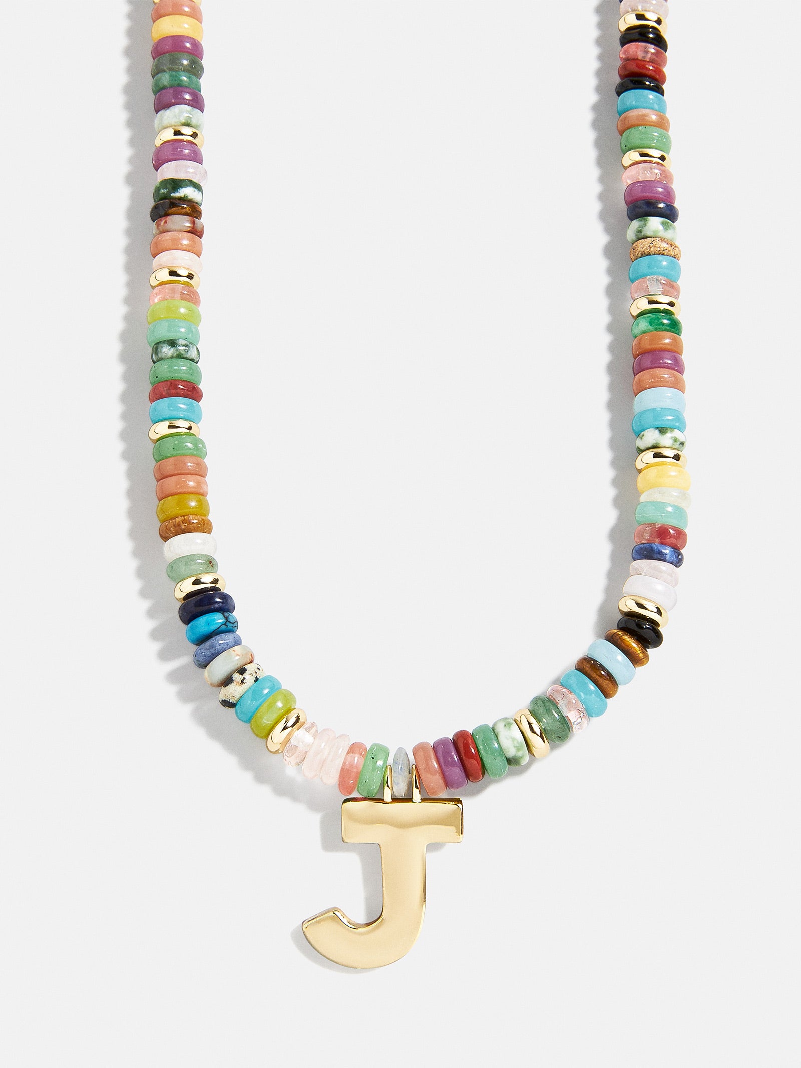 Semi-Precious Block Initial Necklace - Multi/Gold - Image 12