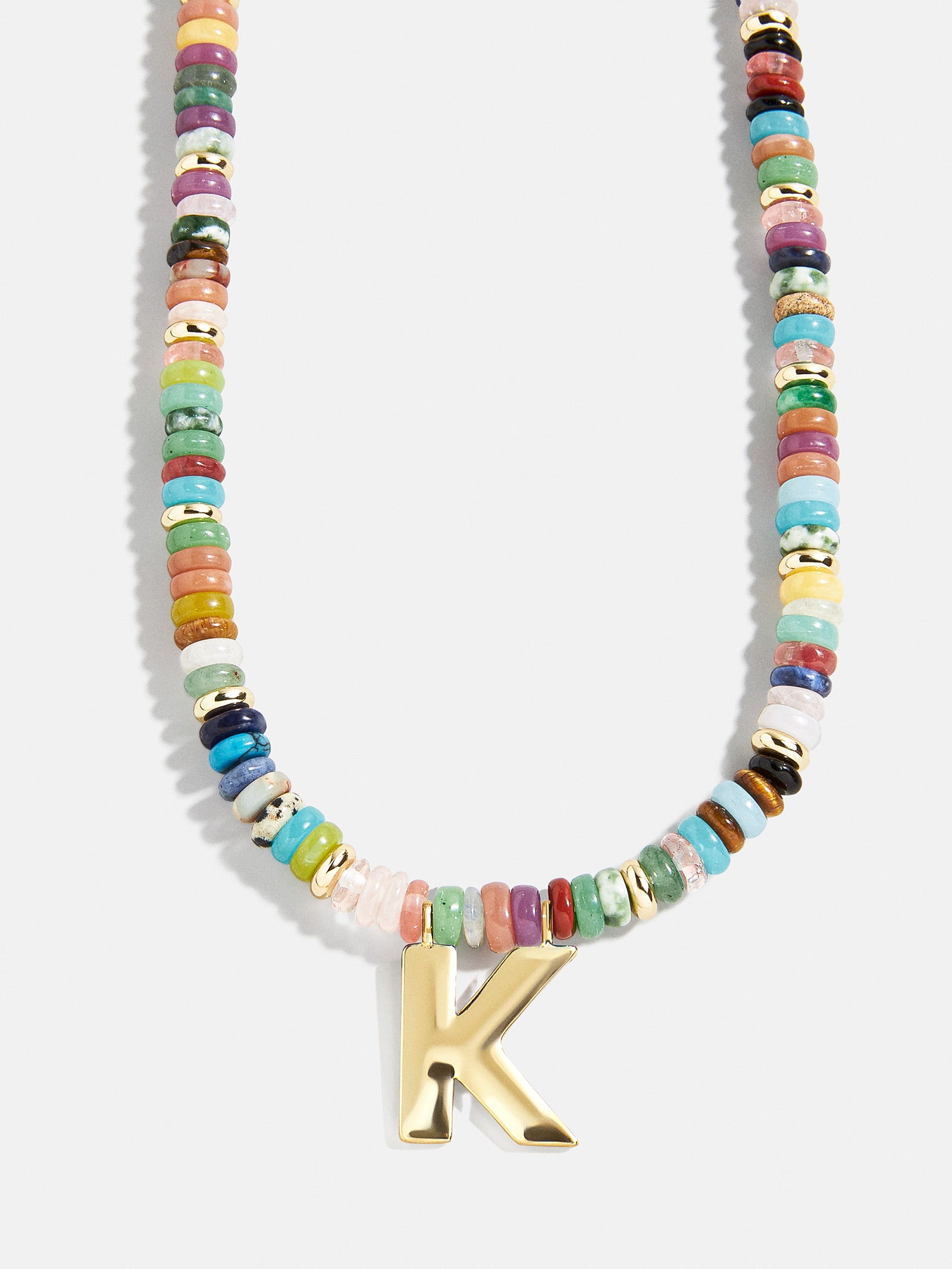 Semi-Precious Block Initial Necklace - Multi/Gold - Image 13