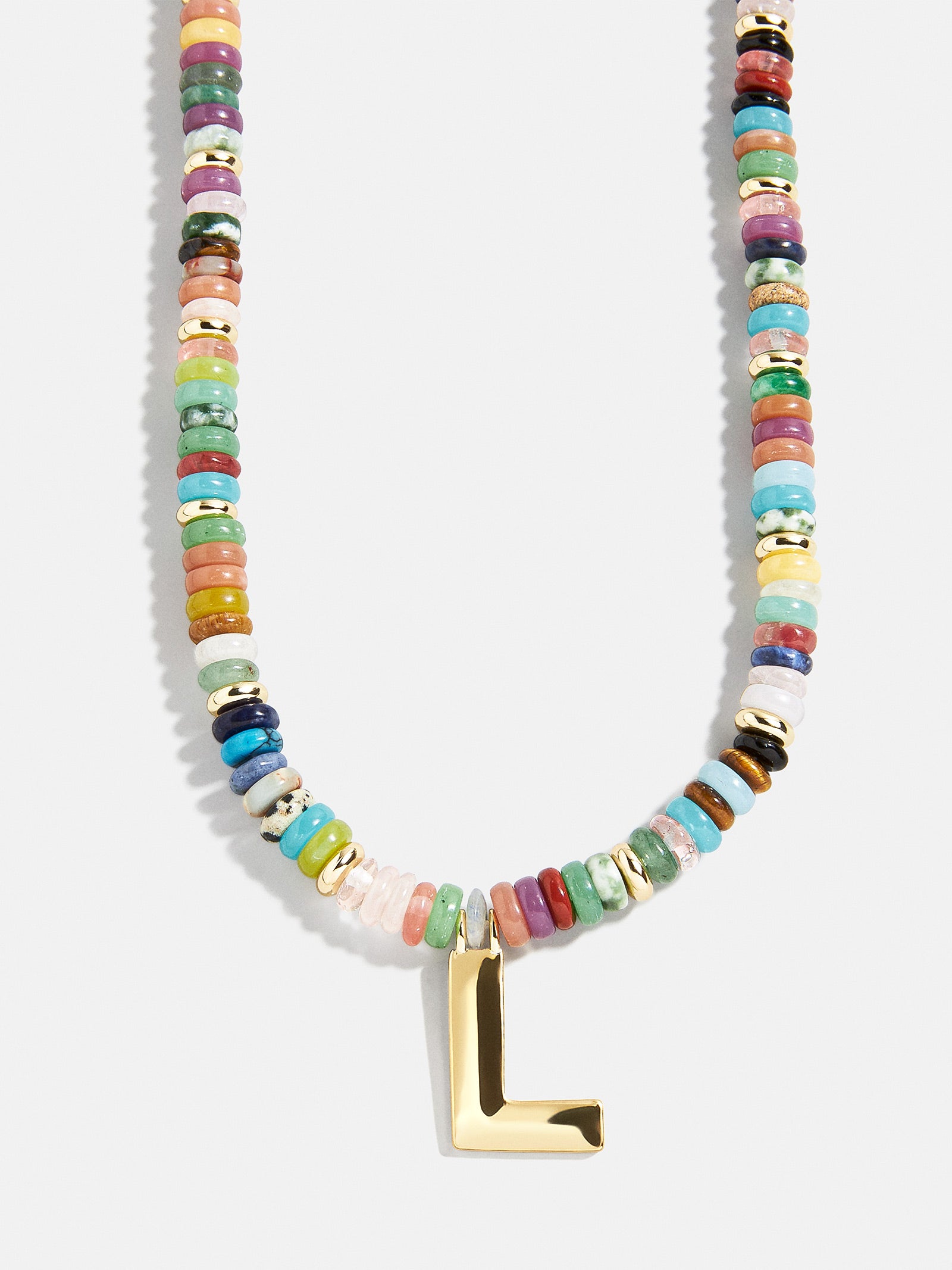 Semi-Precious Block Initial Necklace - Multi/Gold - Image 14