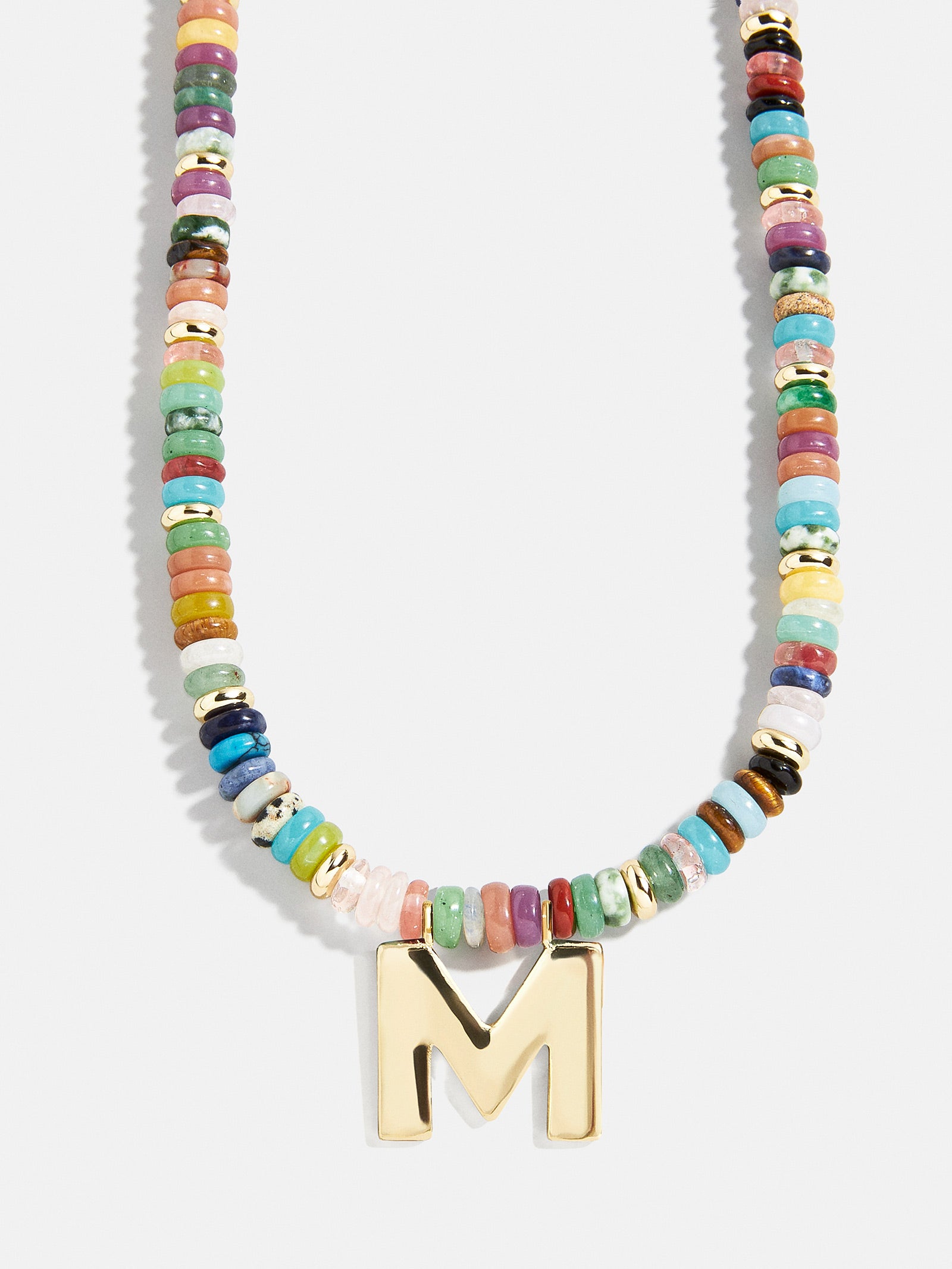 Semi-Precious Block Initial Necklace - Multi/Gold - Image 15