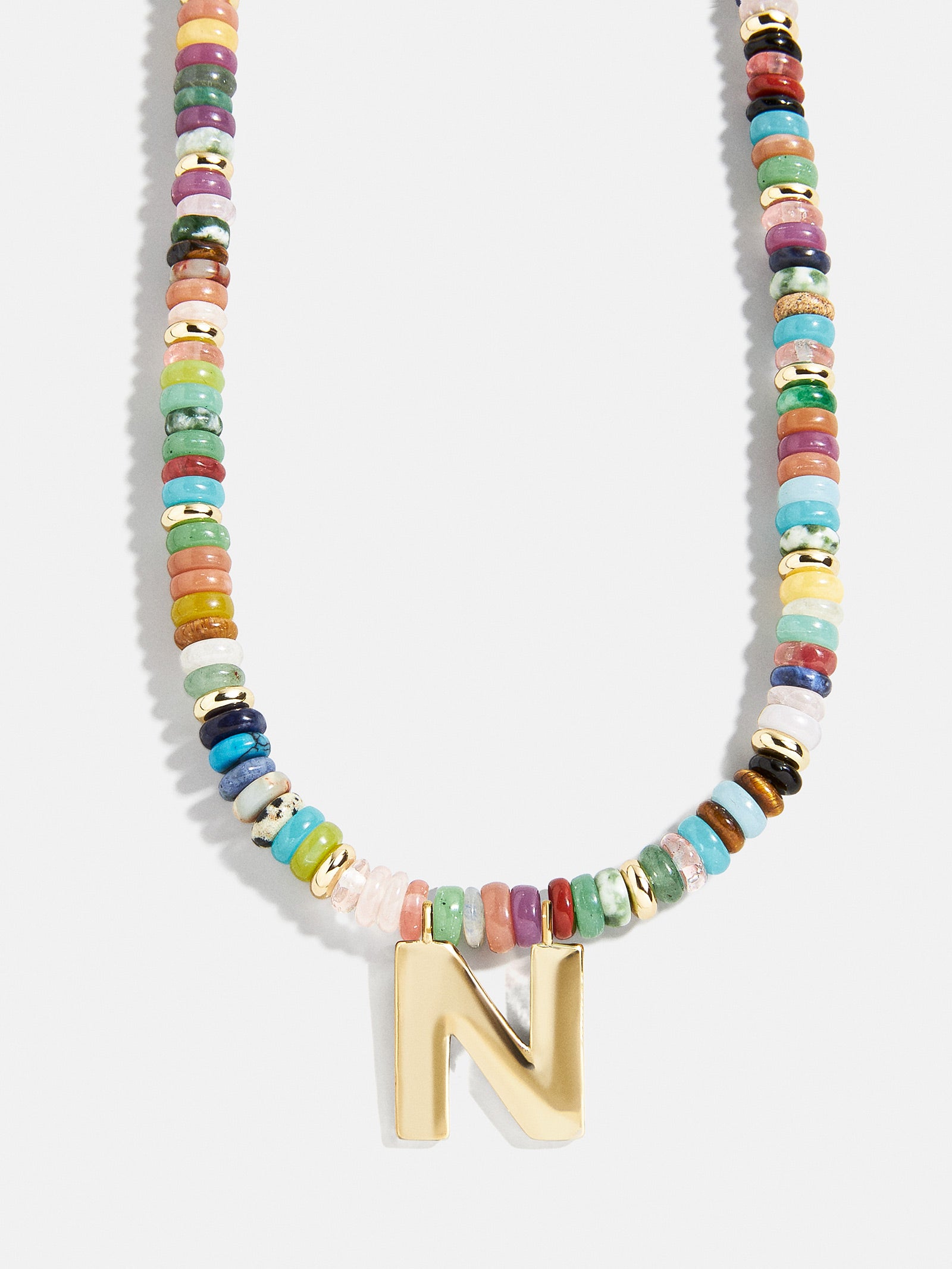 Semi-Precious Block Initial Necklace - Multi/Gold - Image 16