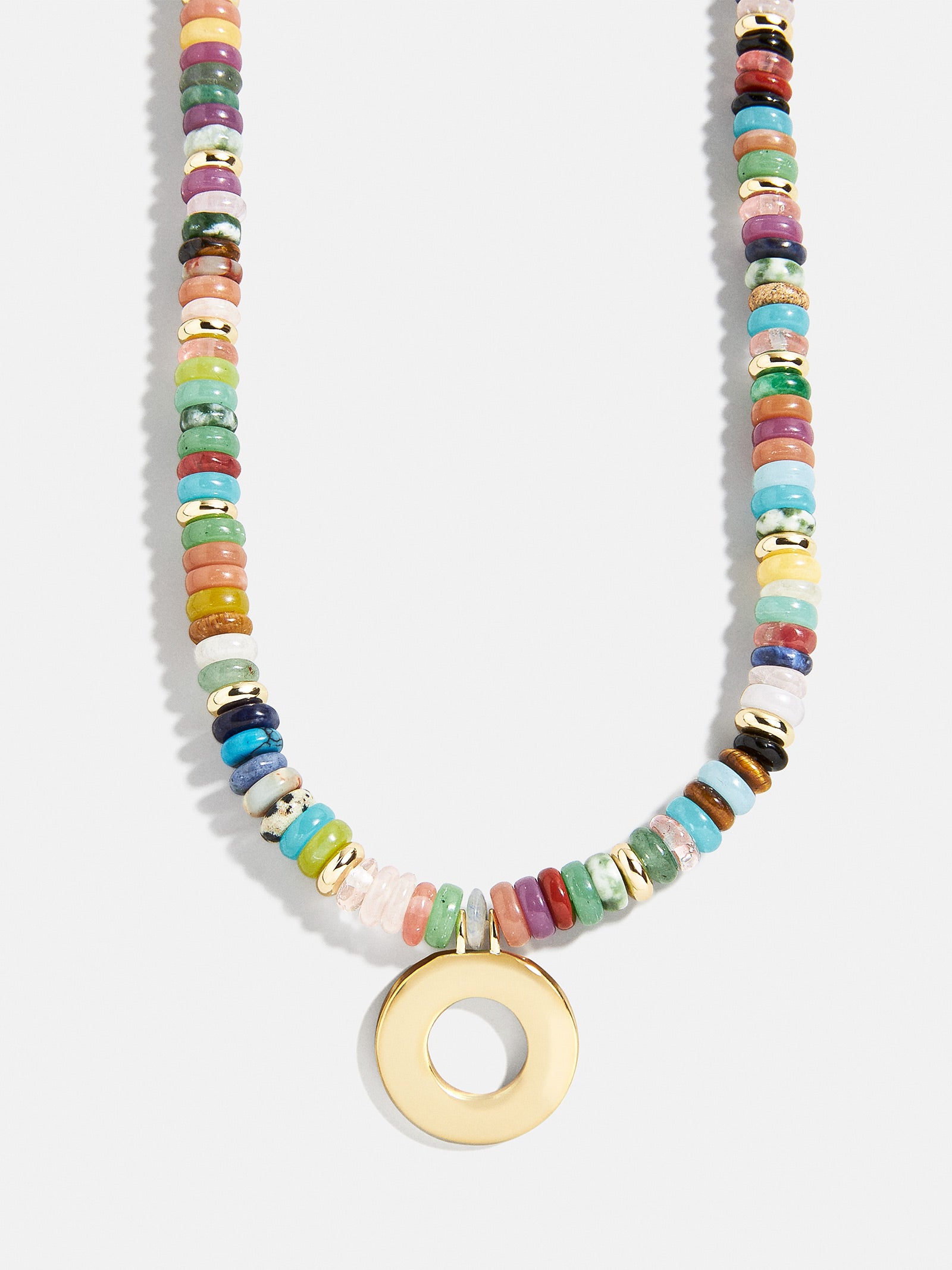 Semi-Precious Block Initial Necklace - Multi/Gold - Image 17