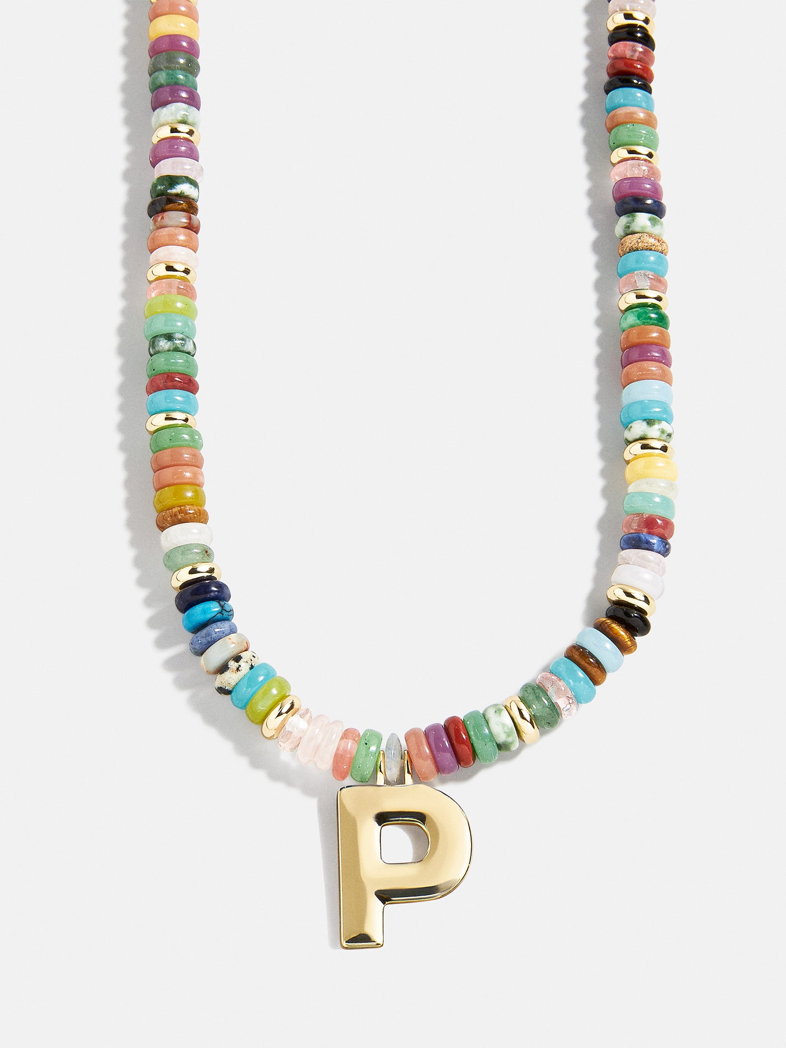 Semi-Precious Block Initial Necklace - Multi/Gold - Image 18