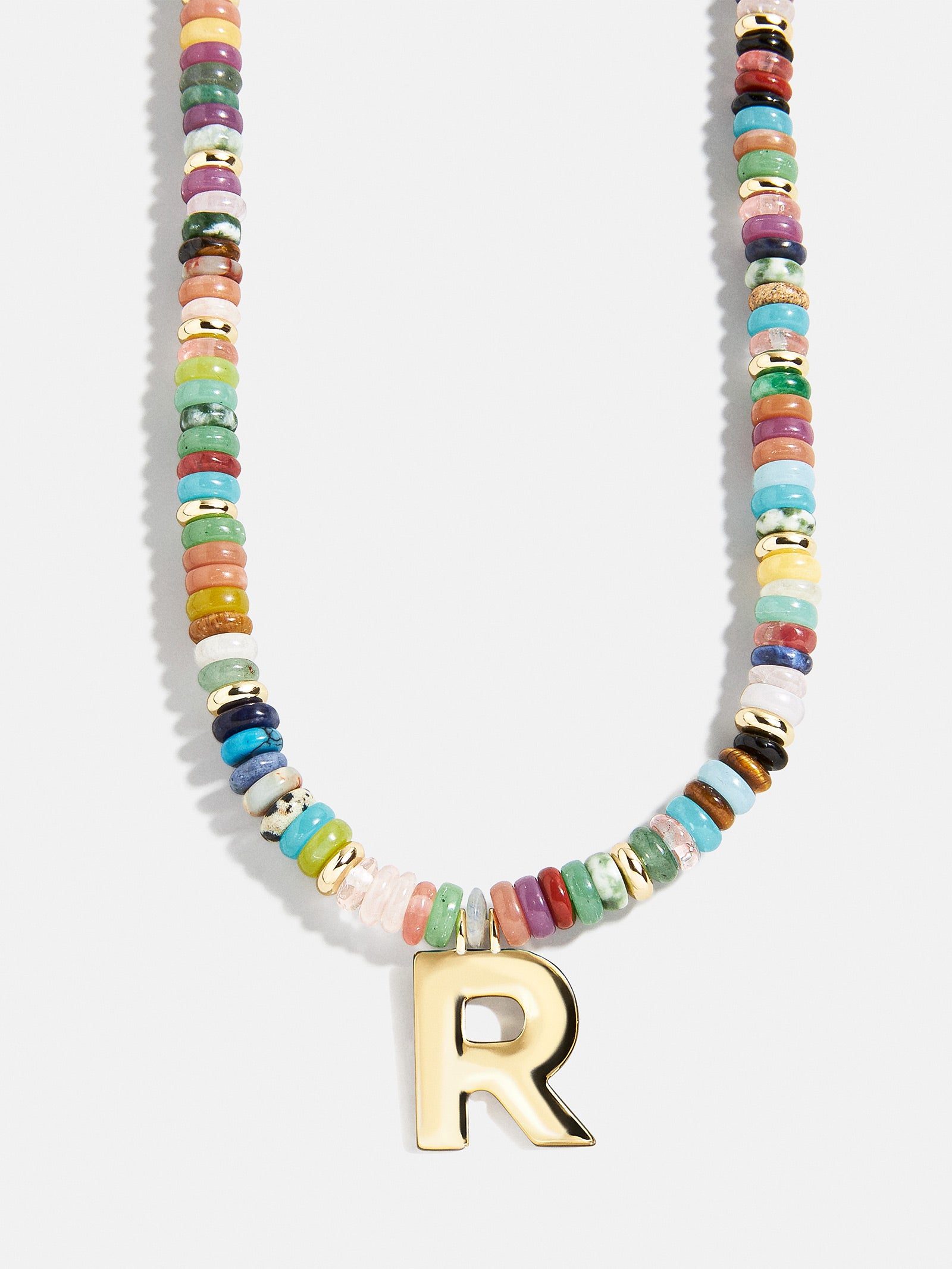 Semi-Precious Block Initial Necklace - Multi/Gold - Image 19