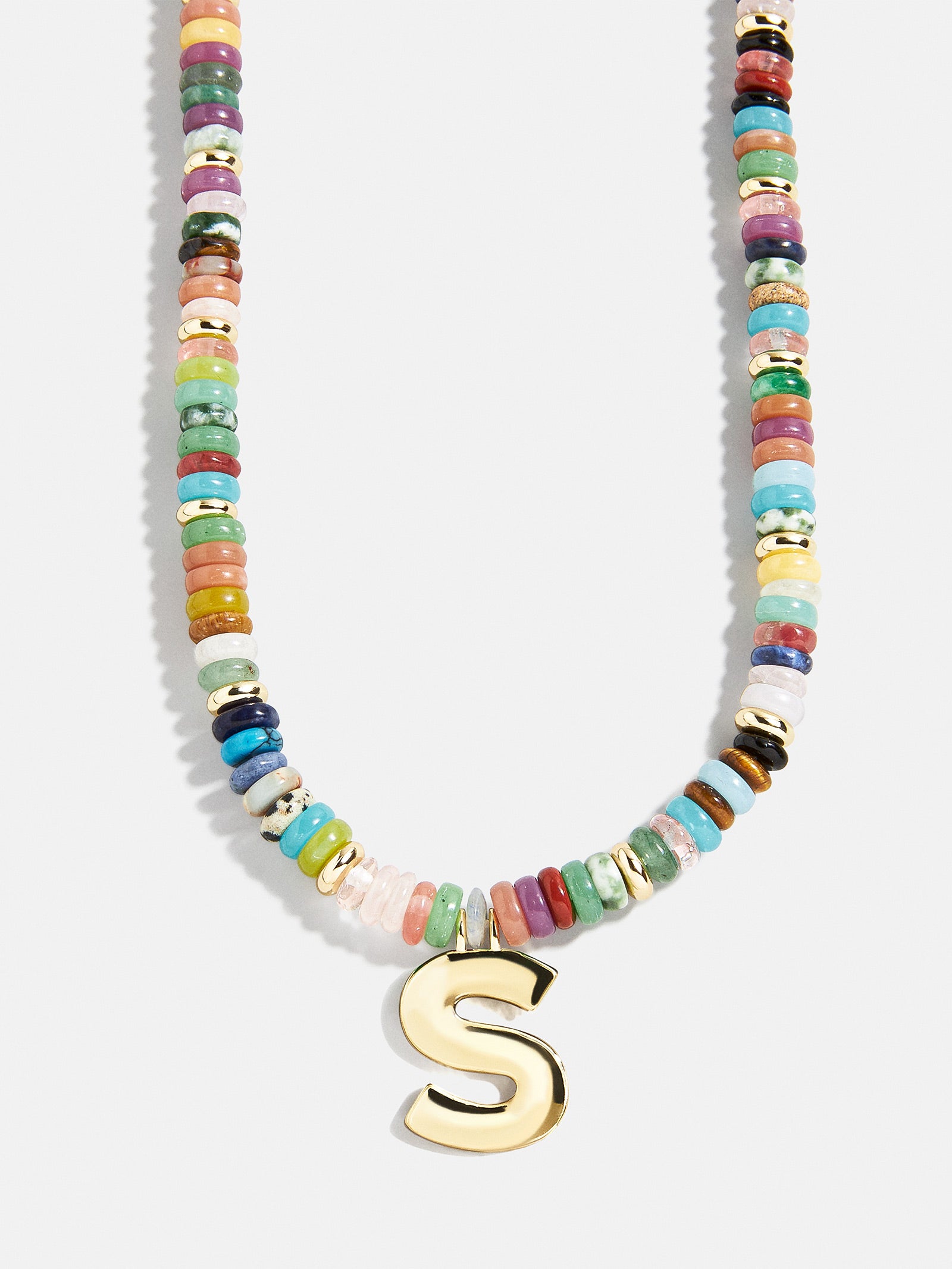 Semi-Precious Block Initial Necklace - Multi/Gold - Image 20