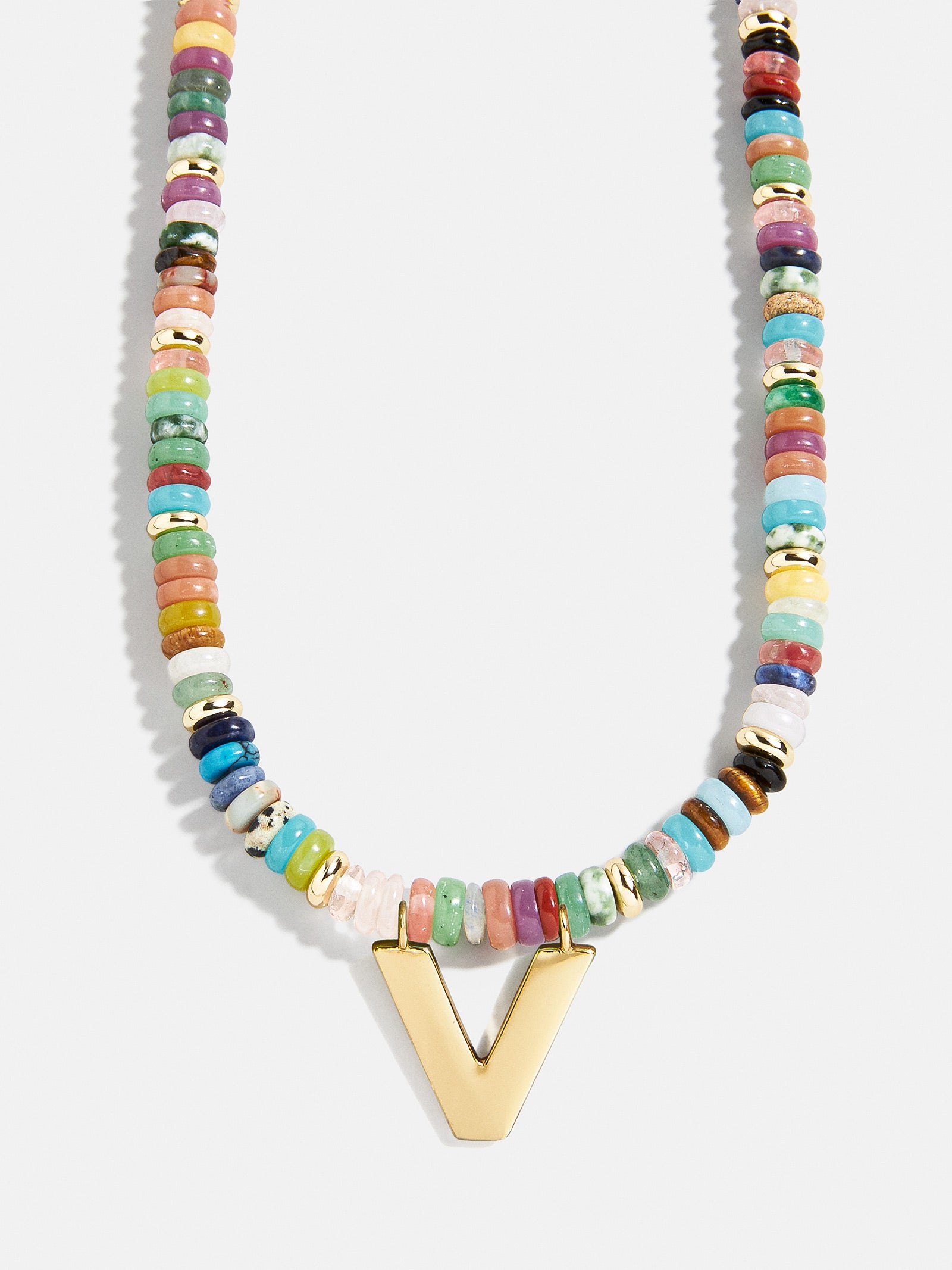 Semi-Precious Block Initial Necklace - Multi/Gold - Image 22