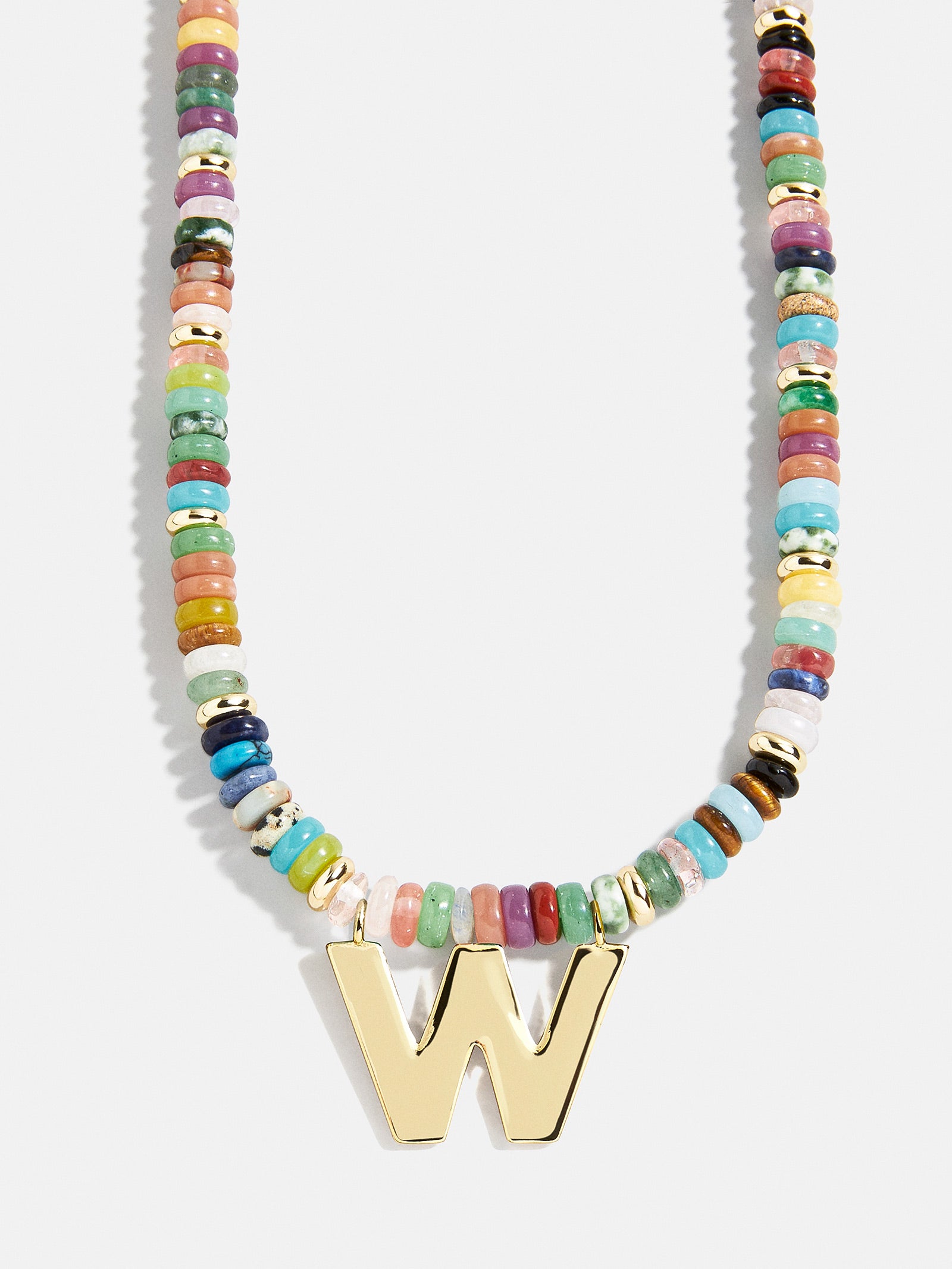 Semi-Precious Block Initial Necklace - Multi/Gold - Image 23
