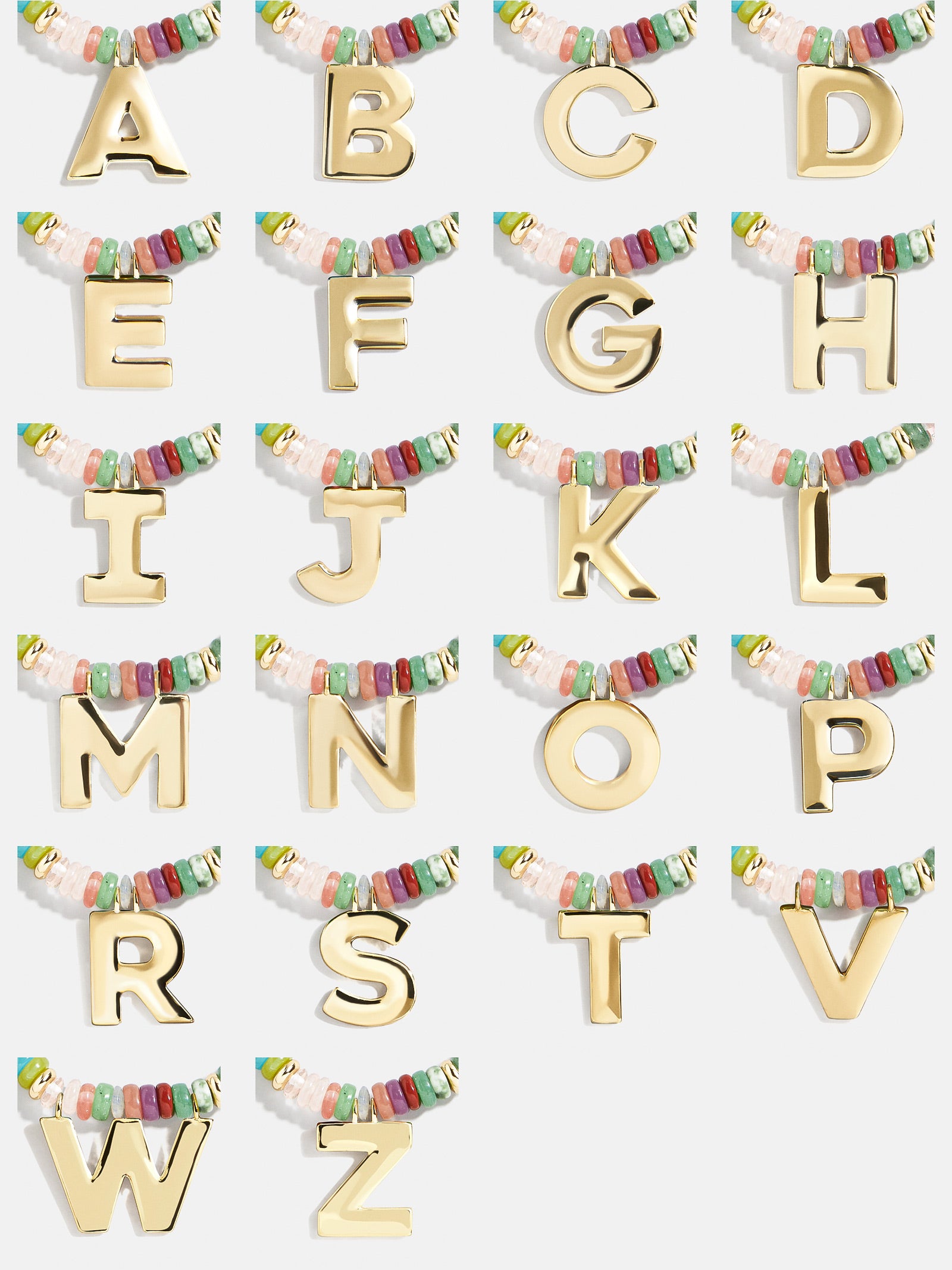 Semi-Precious Block Initial Necklace - Multi/Gold - Image 27