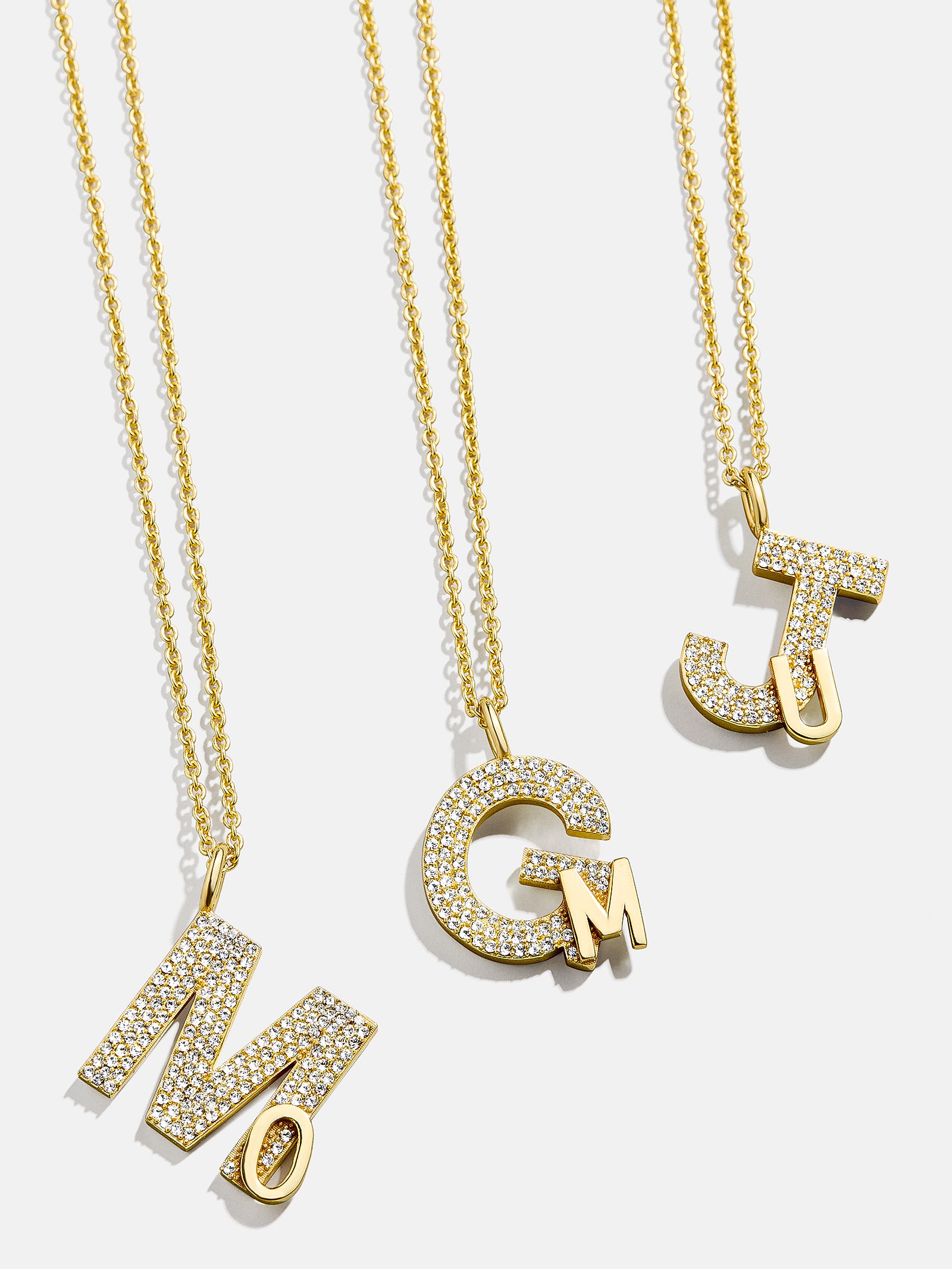 Pav?? Double Initial Custom Necklace - Gold/Pav??
