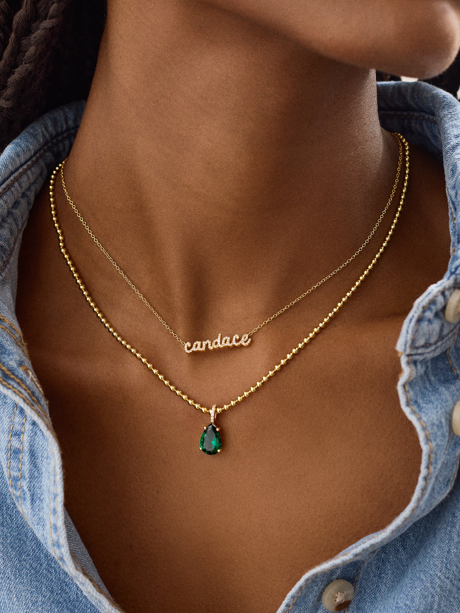 Esther 18K Gold Birthstone Necklace - Garnet - Image 2