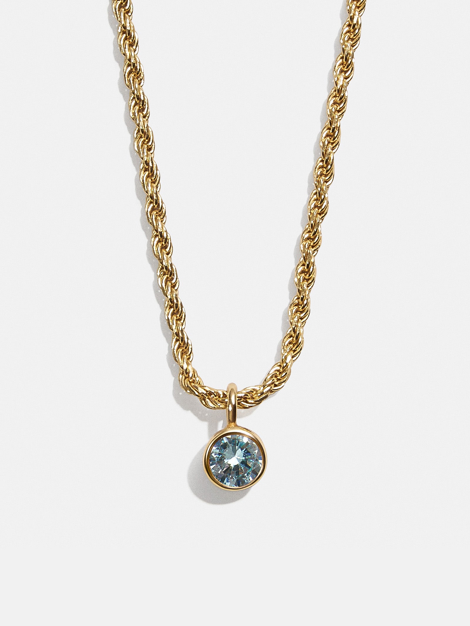 18K Gold Florence Birthstone Necklace - Aquamarine