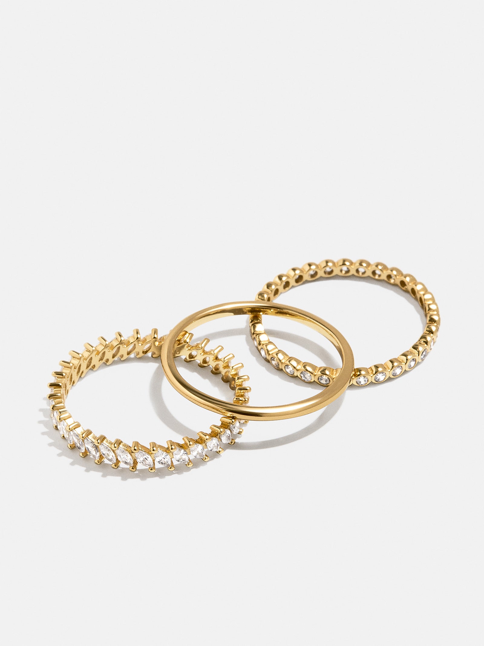 18K Gold Willow Ring Set - Gold/Pav?? - Image 3
