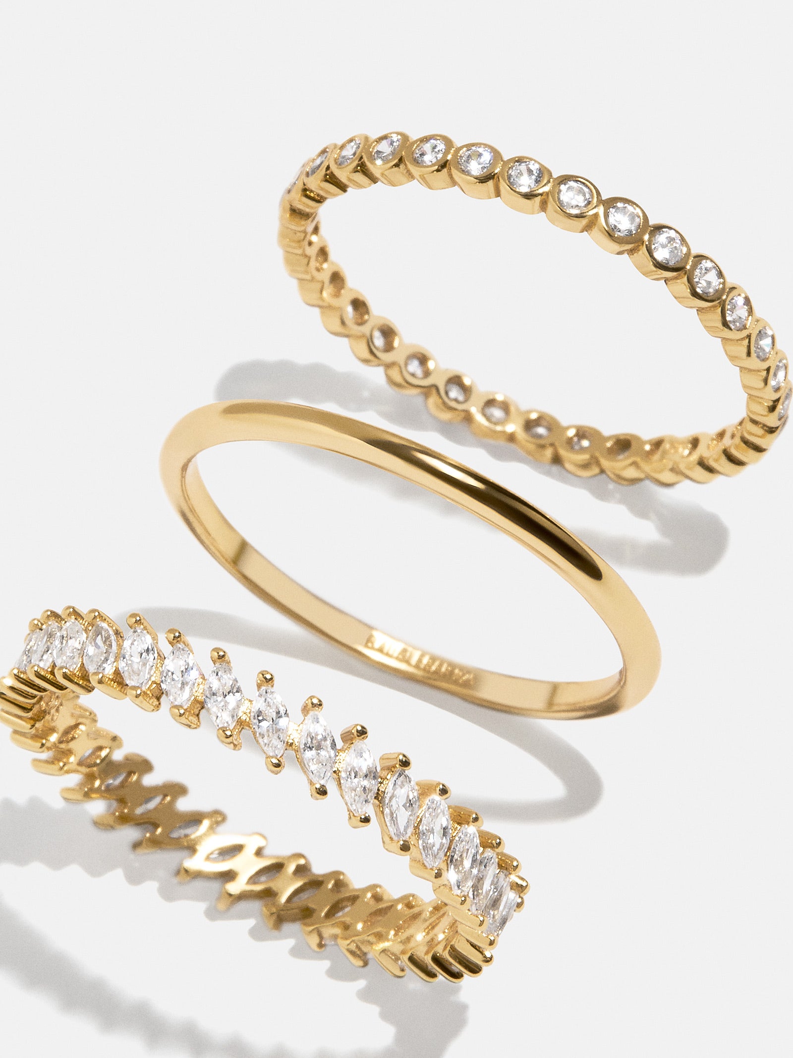 18K Gold Willow Ring Set - Gold/Pav??