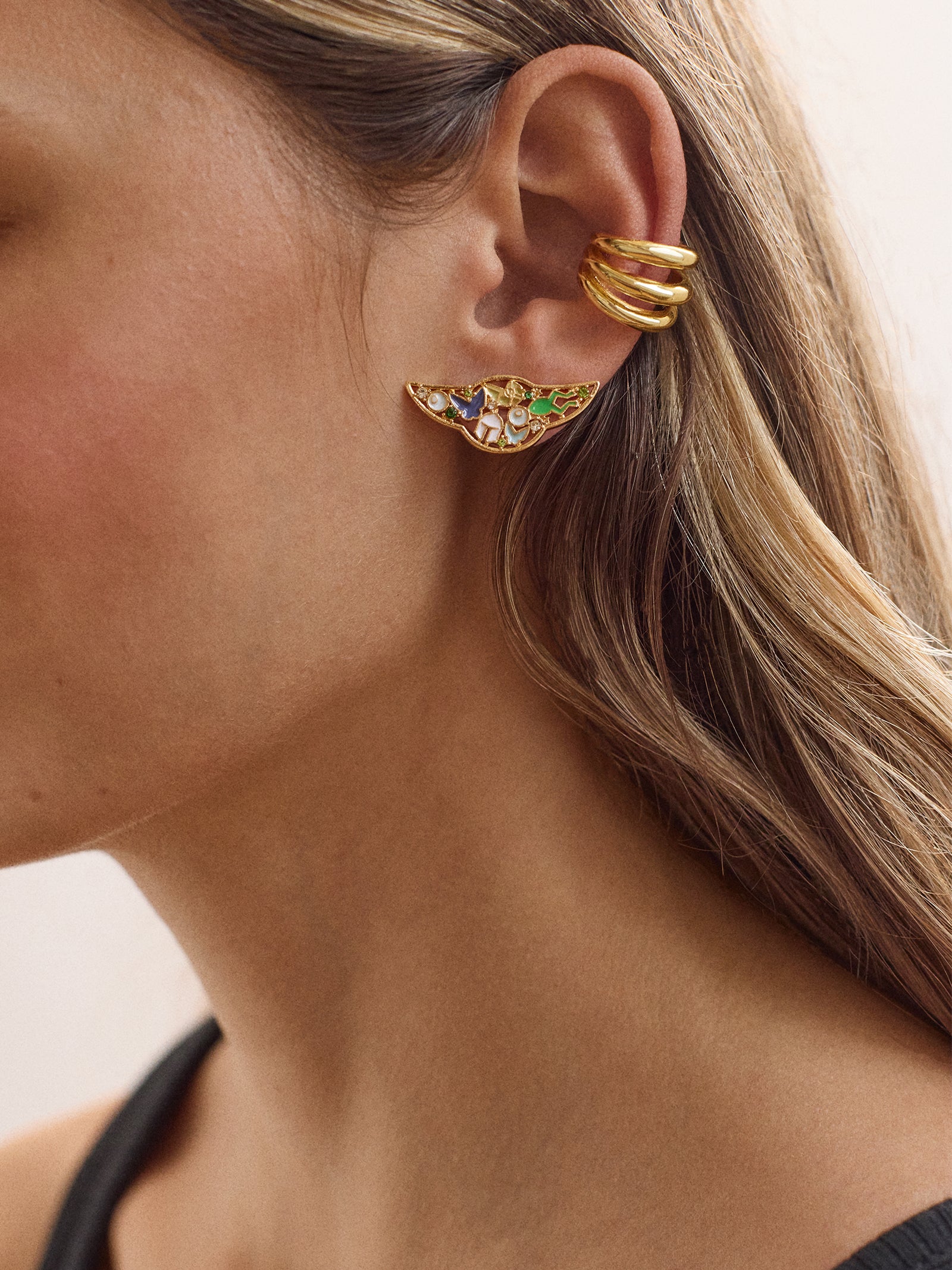 STAR WARS? GROGU? Cluster Earrings - Gold/Green - Image 2