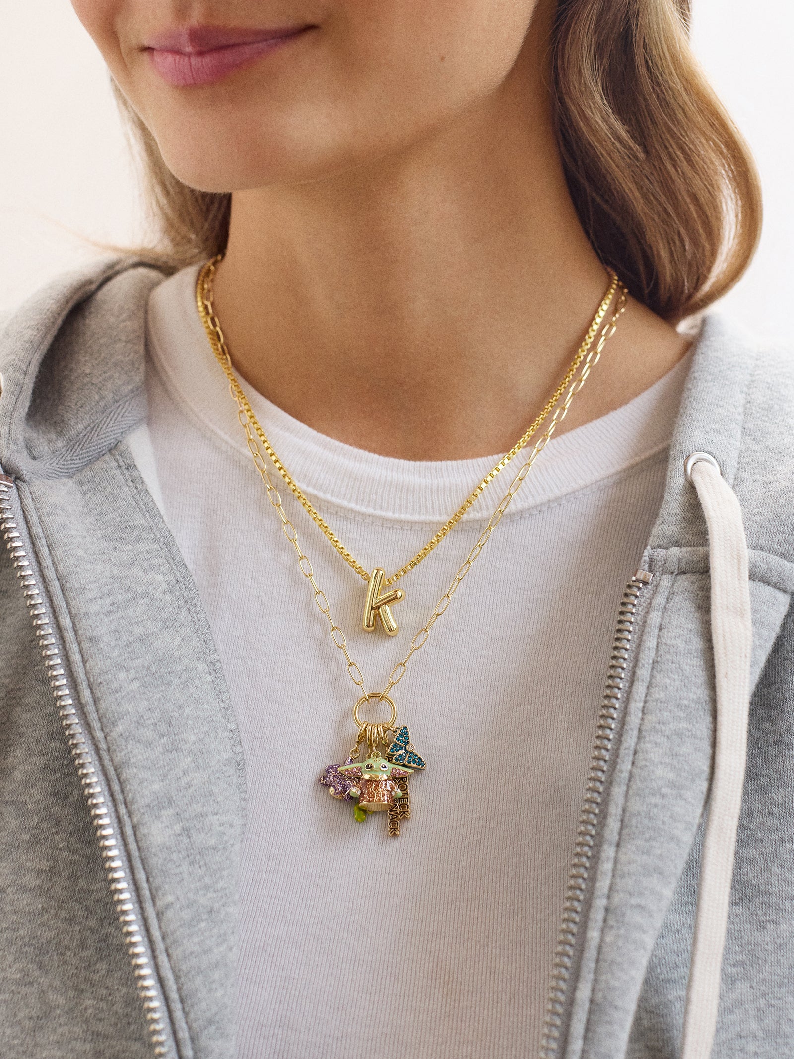 STAR WARS? GROGU? Cluster Charm Necklace - Gold/Green - Image 2