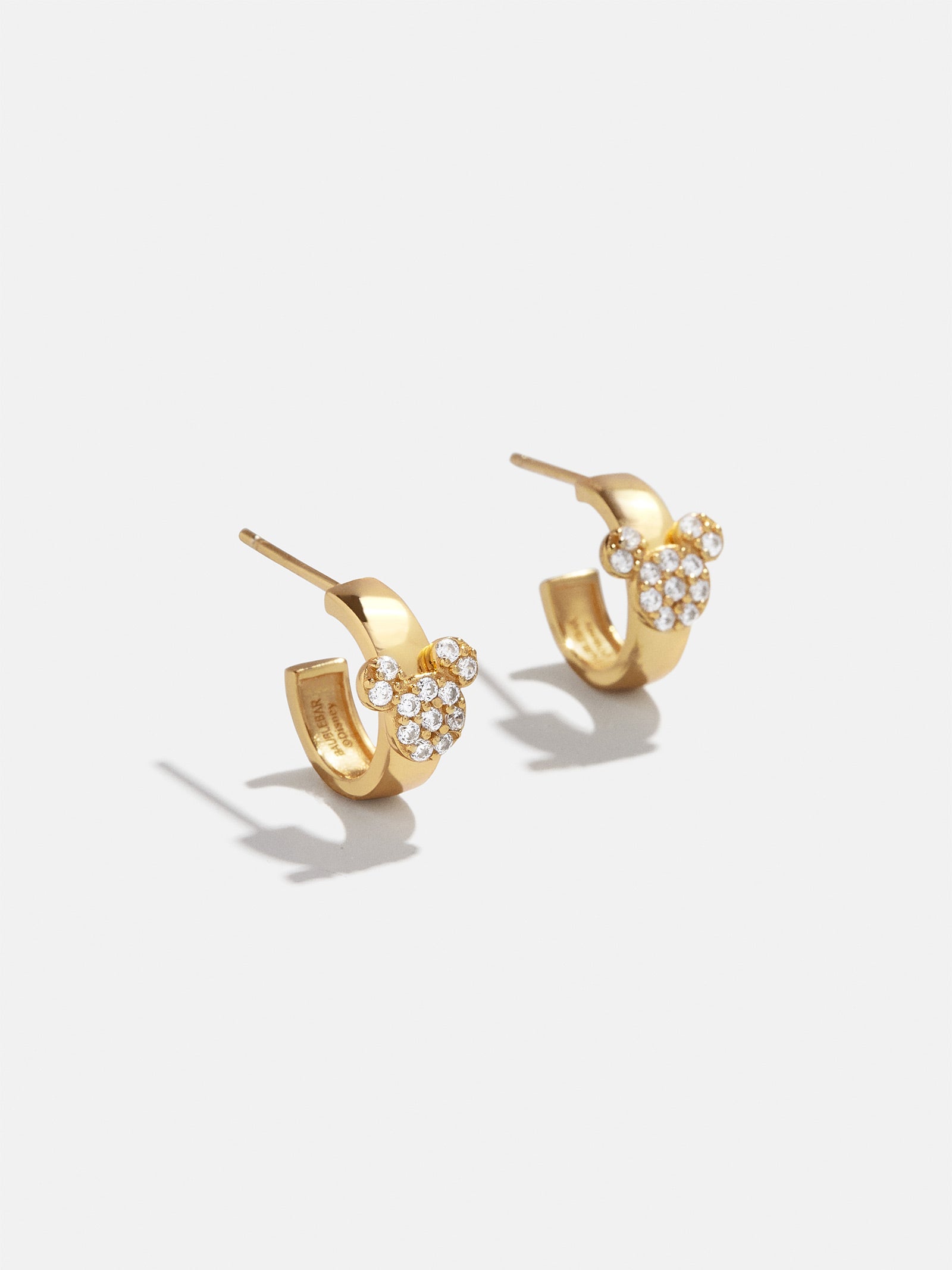 Disney Mickey Mouse 18K Gold Plated Sterling Silver Chunky Earrings - Gold/Pavé