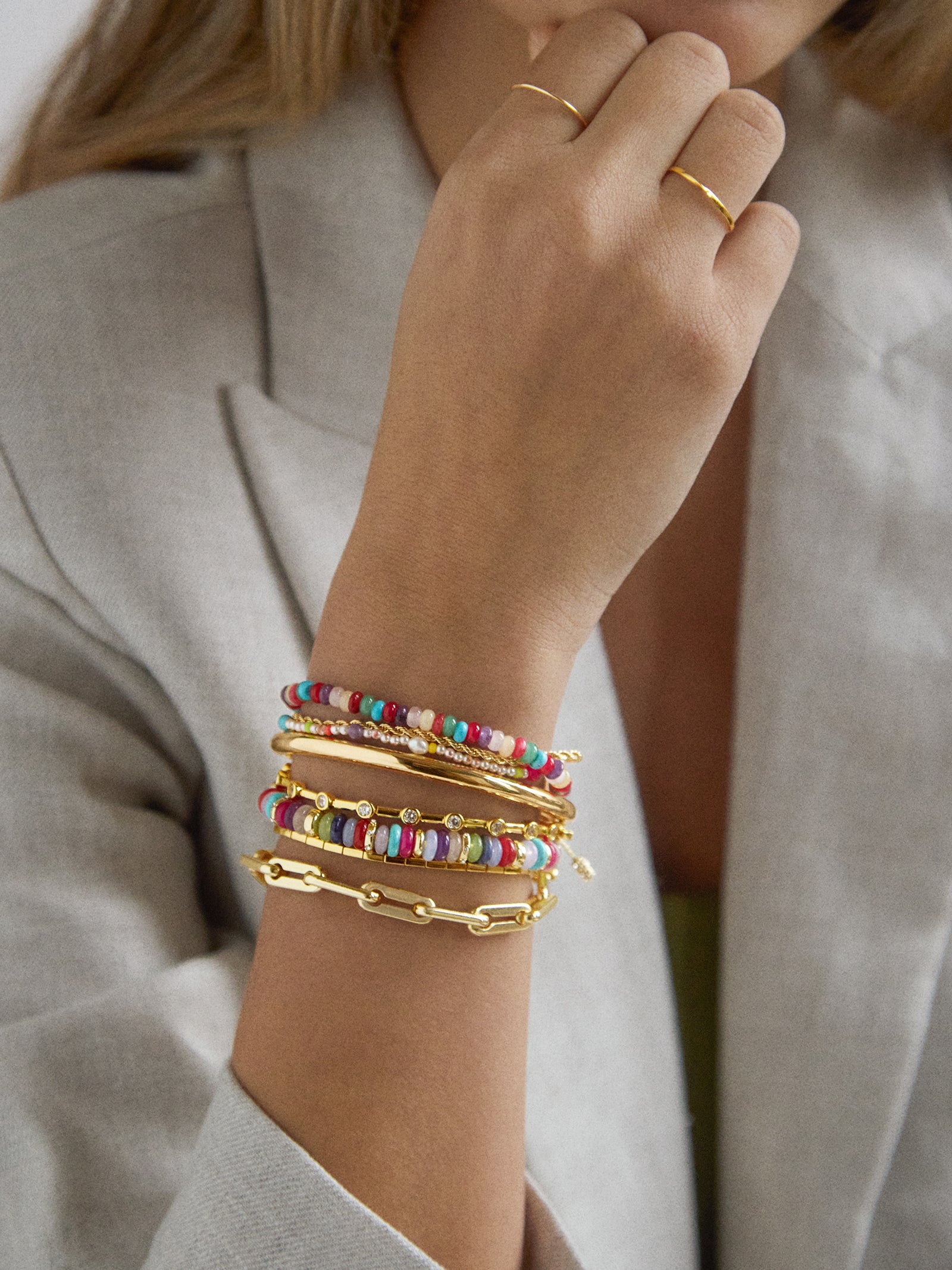 Paola Semi-Precious Bracelet - Gold/Multi - Image 2