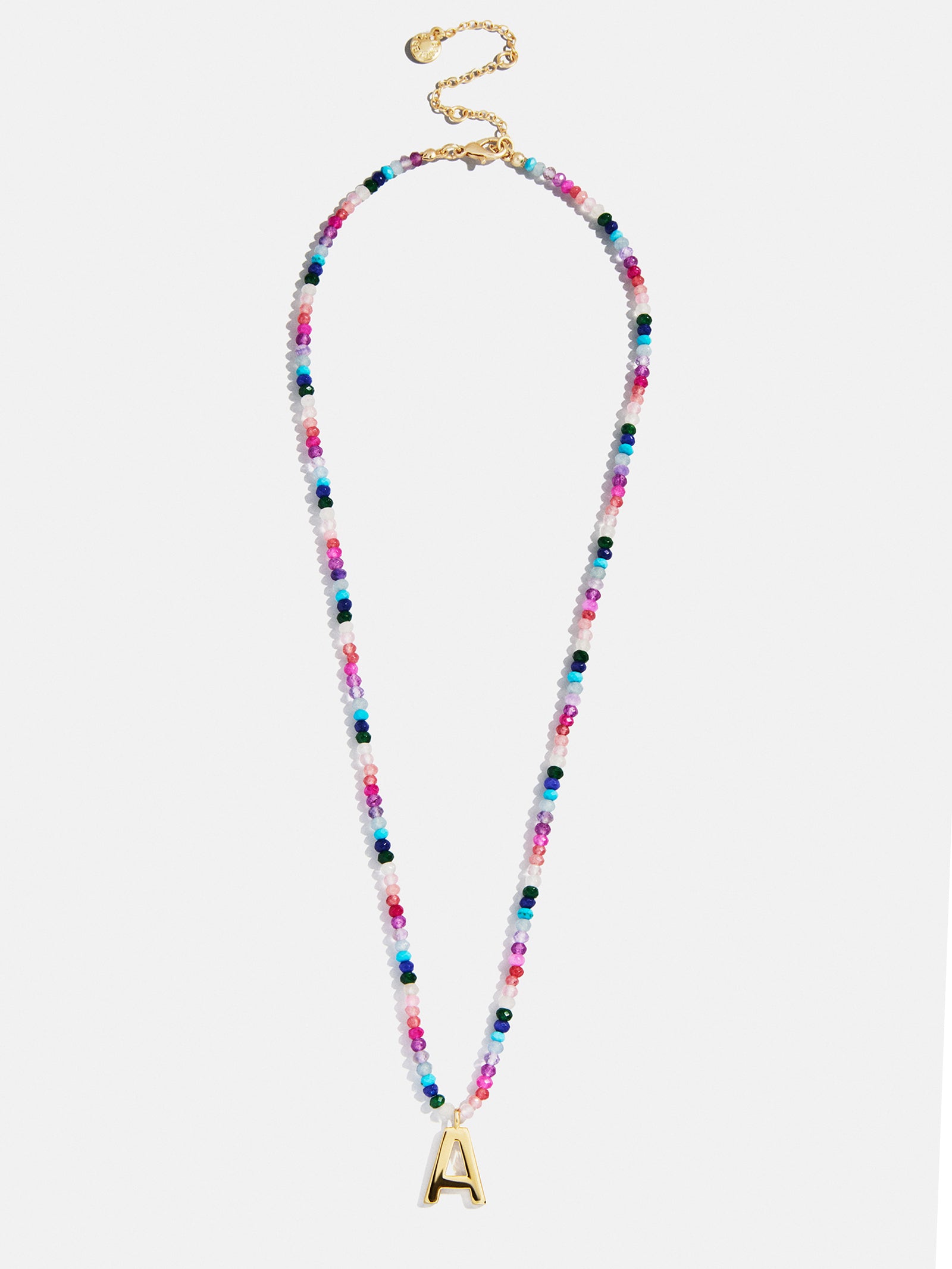 Semi-Precious Block Initial Necklace - Dark Multi - Image 31