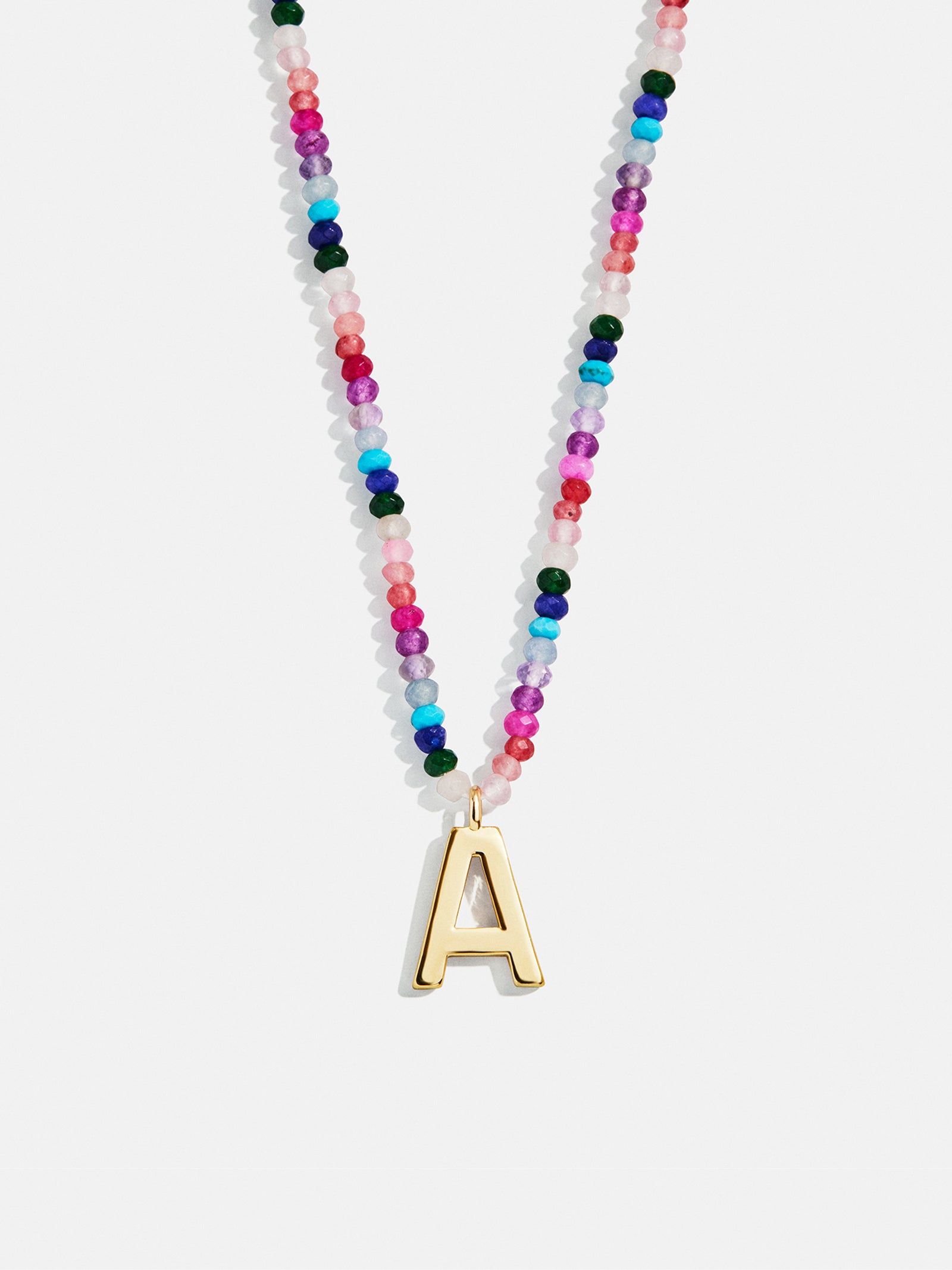 Semi-Precious Block Initial Necklace - Dark Multi - Image 3