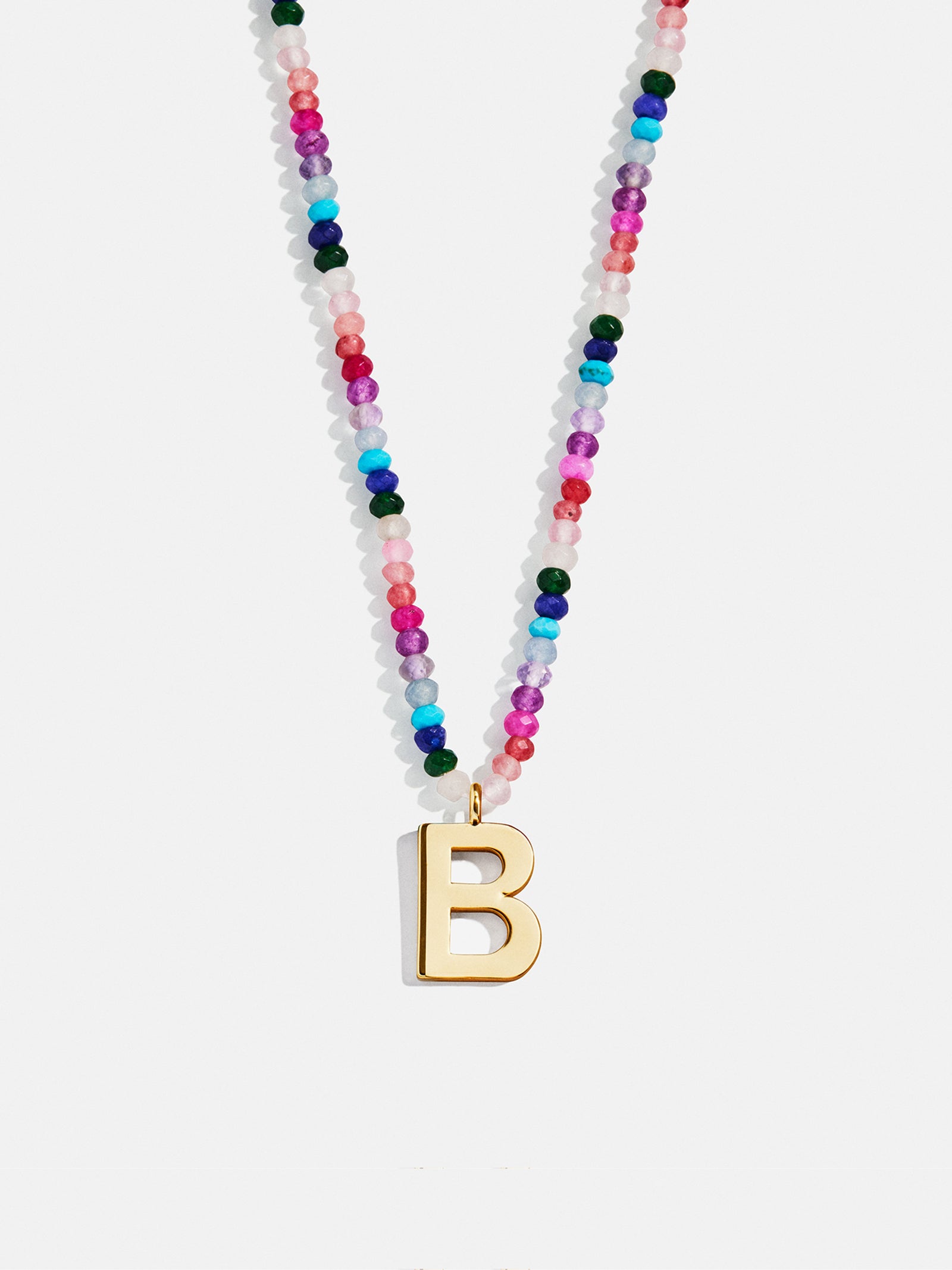Semi-Precious Block Initial Necklace - Dark Multi - Image 4
