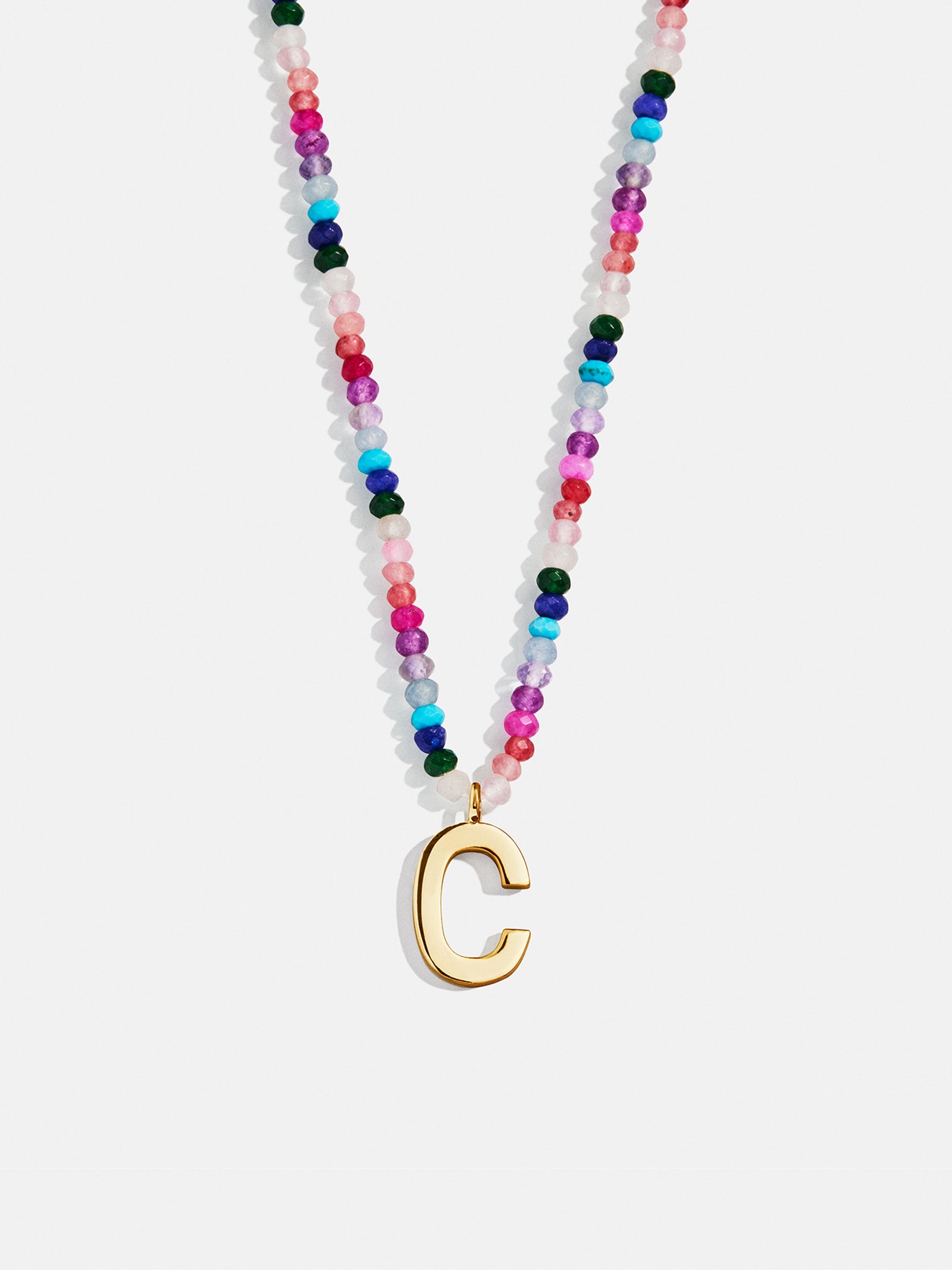 Semi-Precious Block Initial Necklace - Dark Multi - Image 5