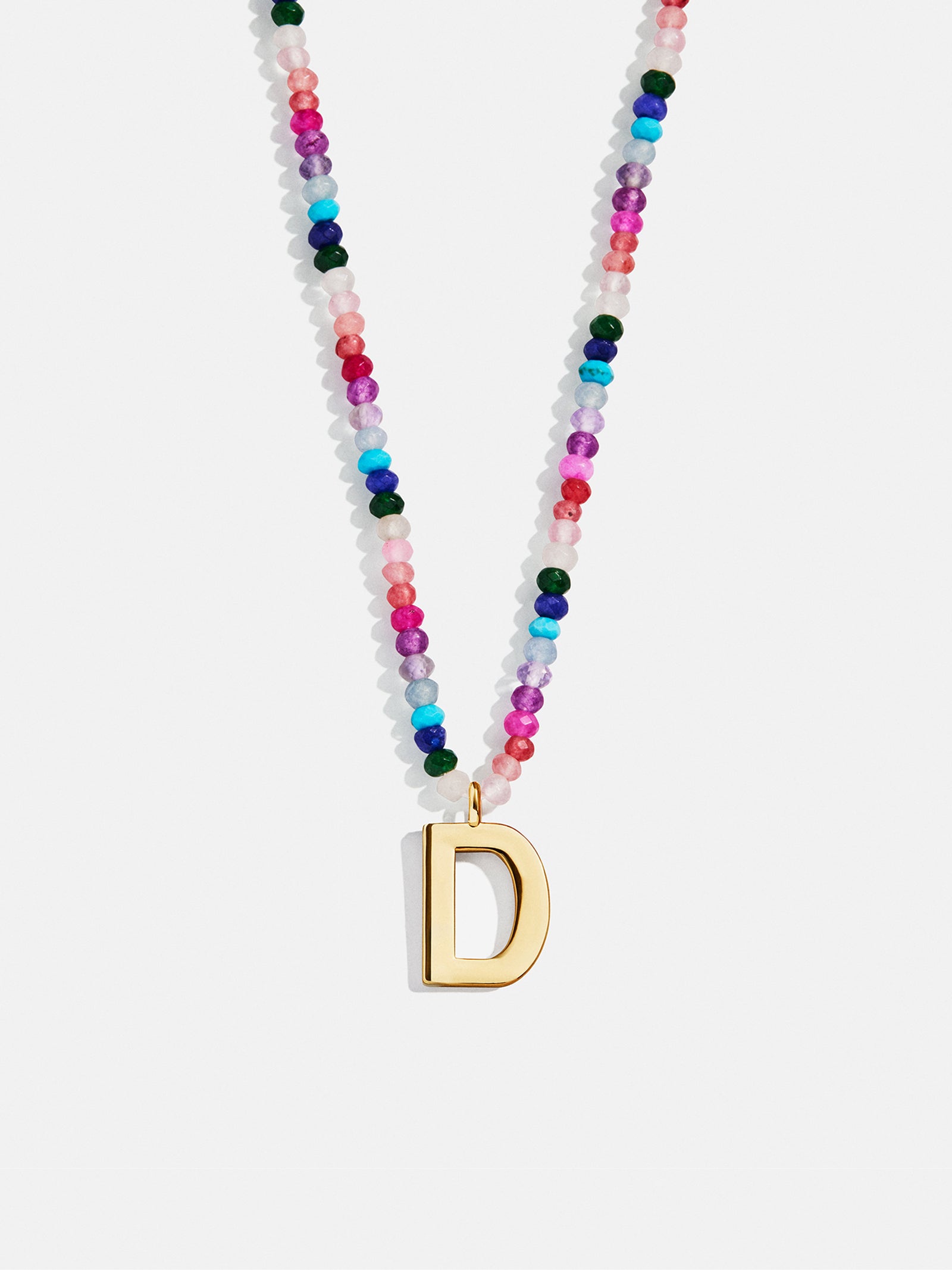 Semi-Precious Block Initial Necklace - Dark Multi - Image 6