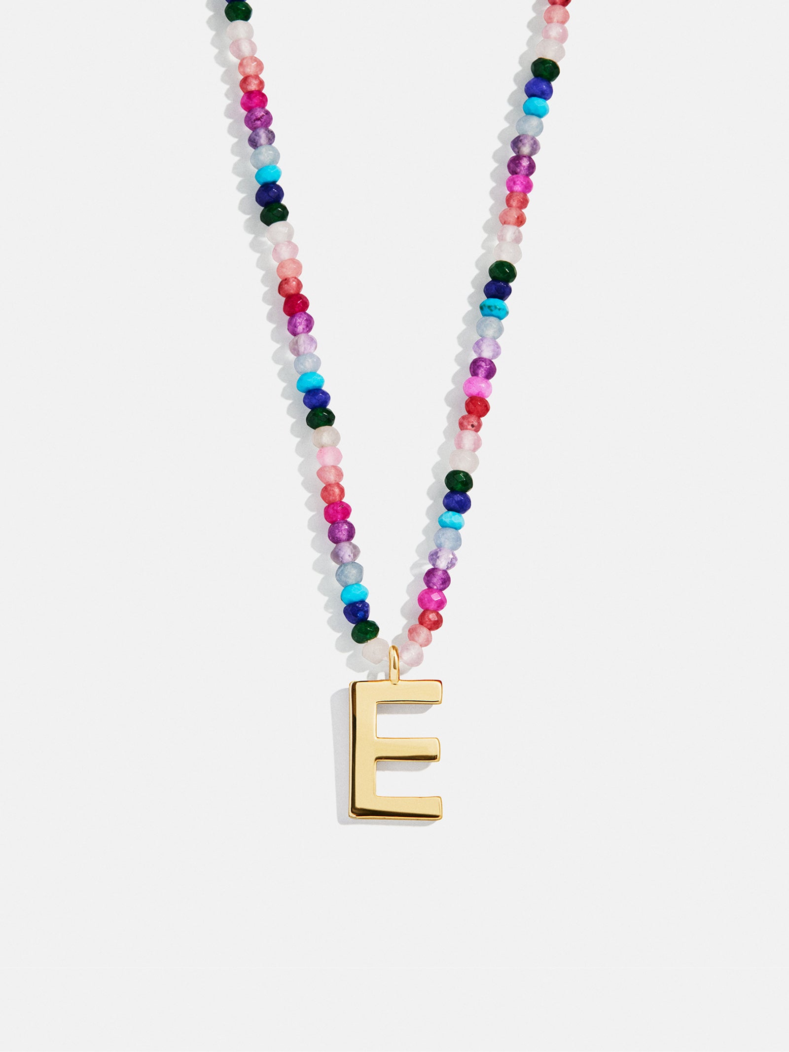 Semi-Precious Block Initial Necklace - Dark Multi - Image 7