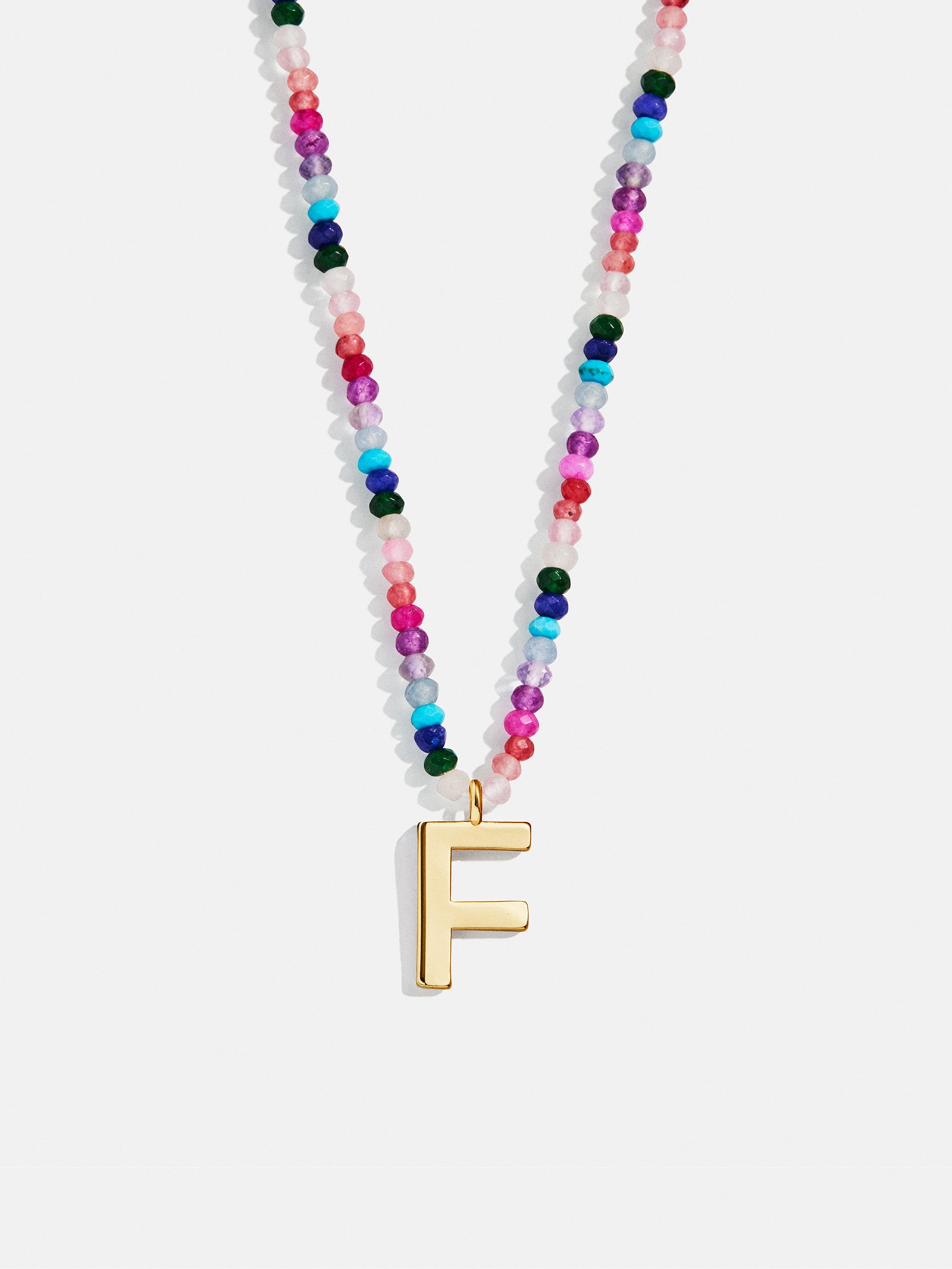 Semi-Precious Block Initial Necklace - Dark Multi - Image 8