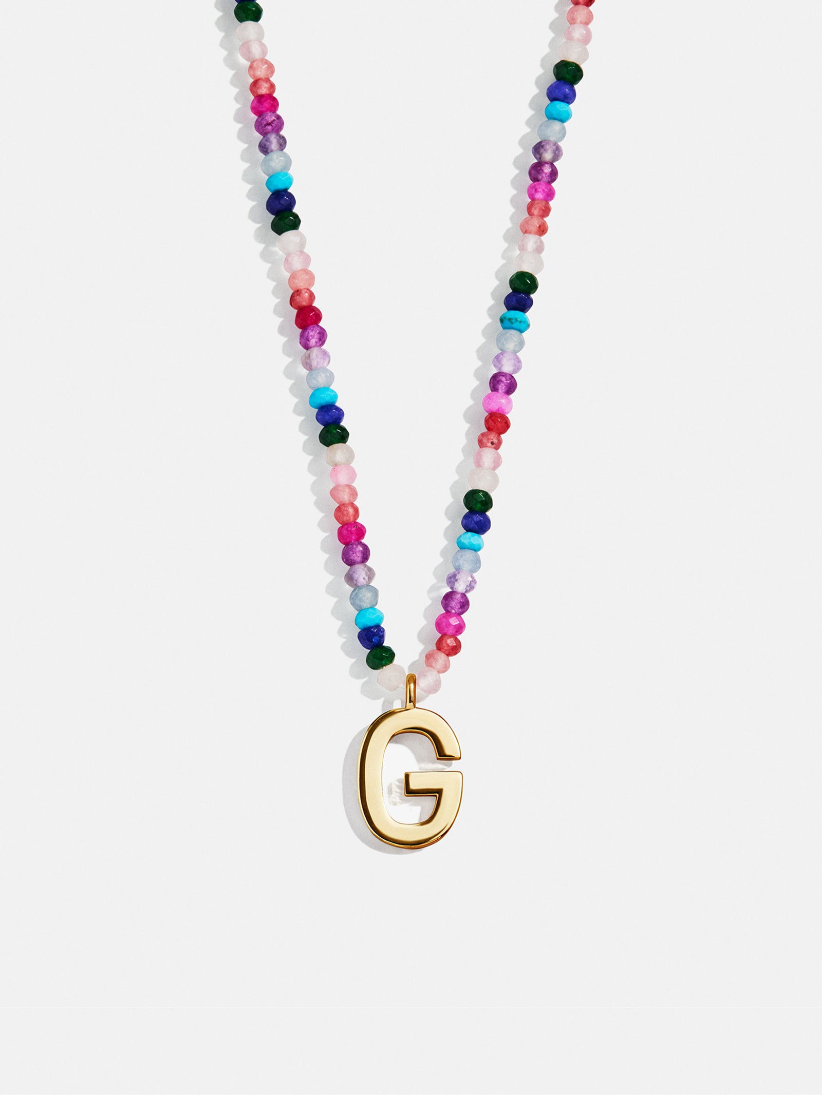 Semi-Precious Block Initial Necklace - Dark Multi - Image 9