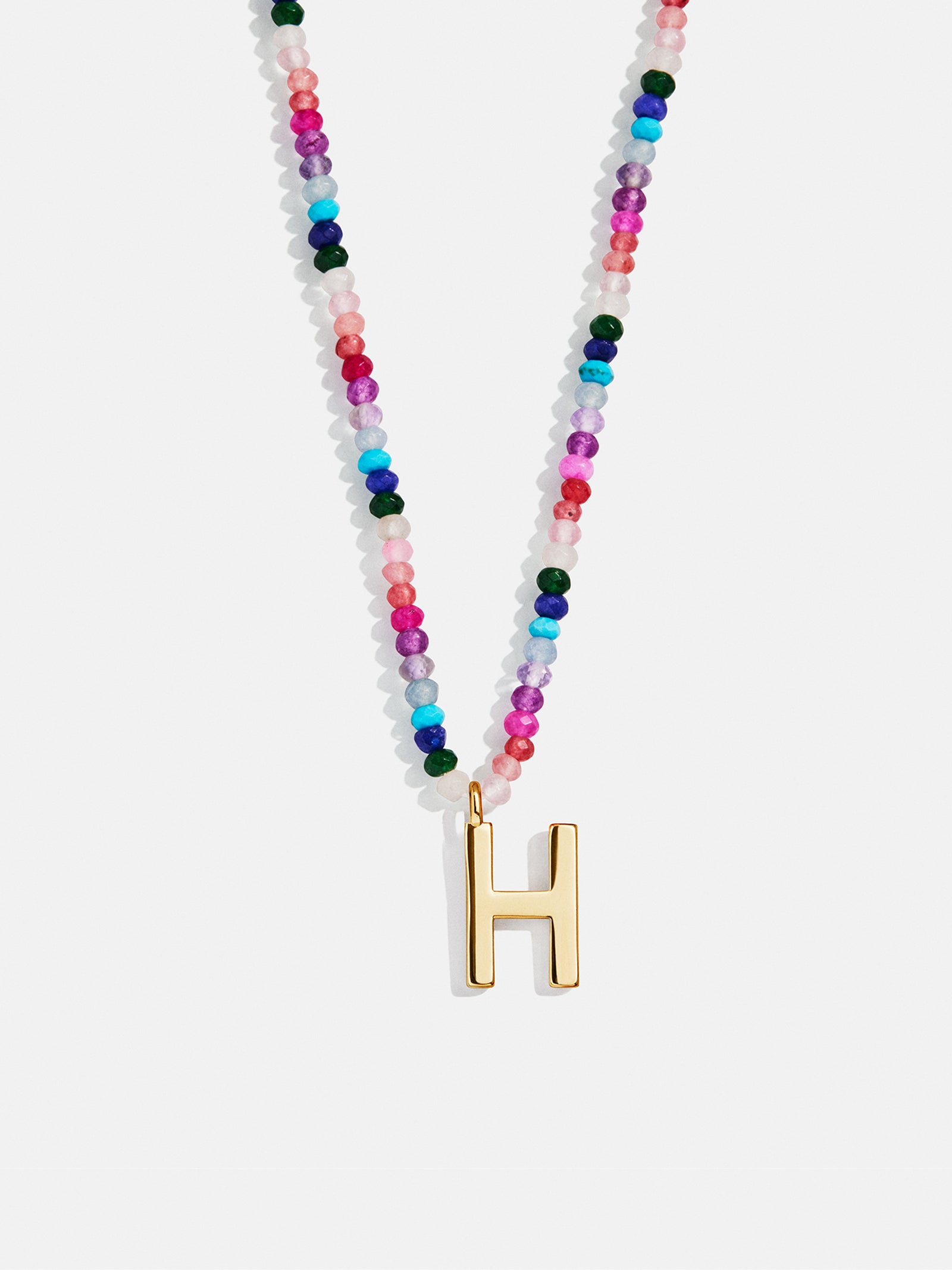 Semi-Precious Block Initial Necklace - Dark Multi - Image 10