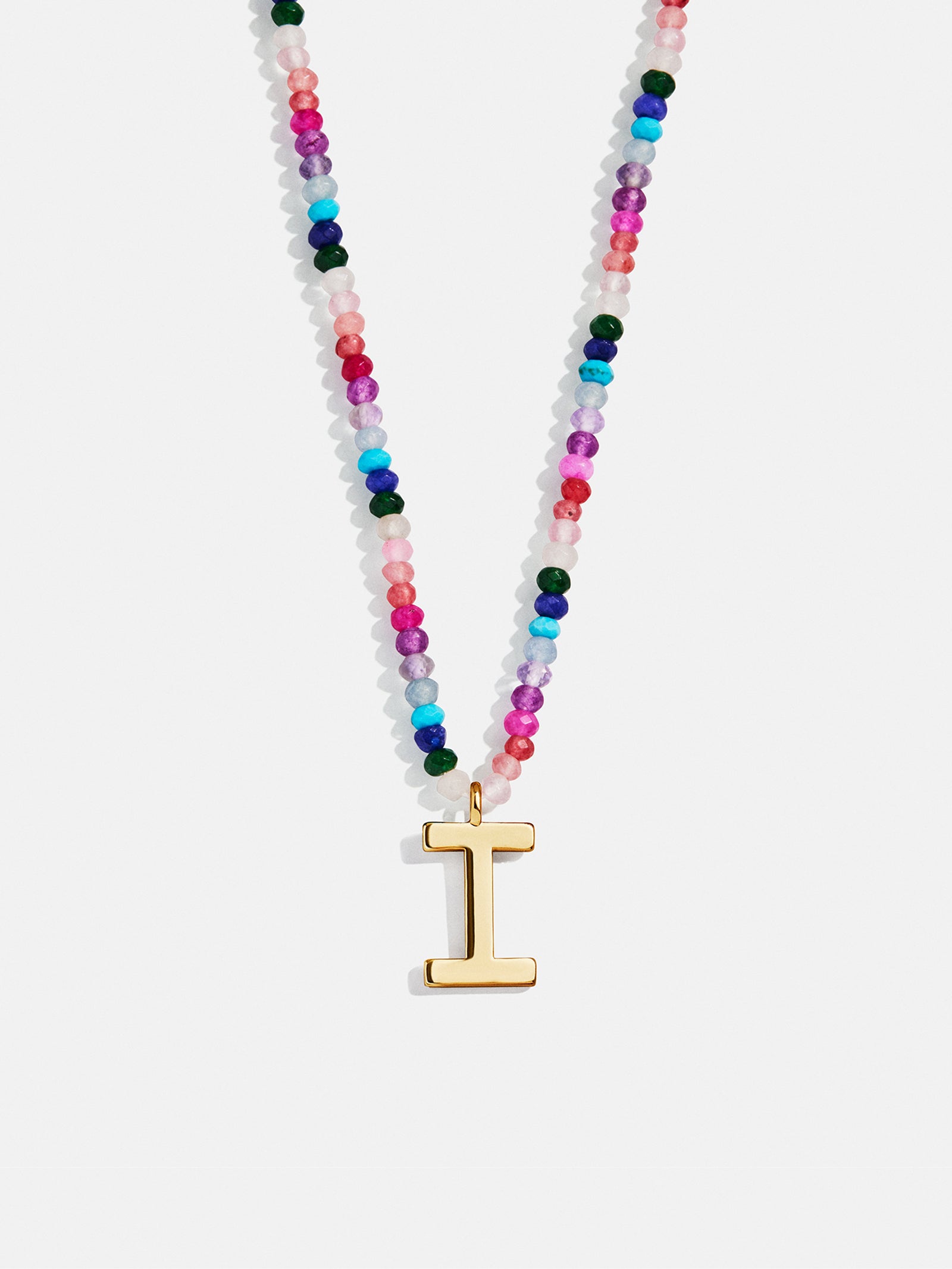 Semi-Precious Block Initial Necklace - Dark Multi - Image 11