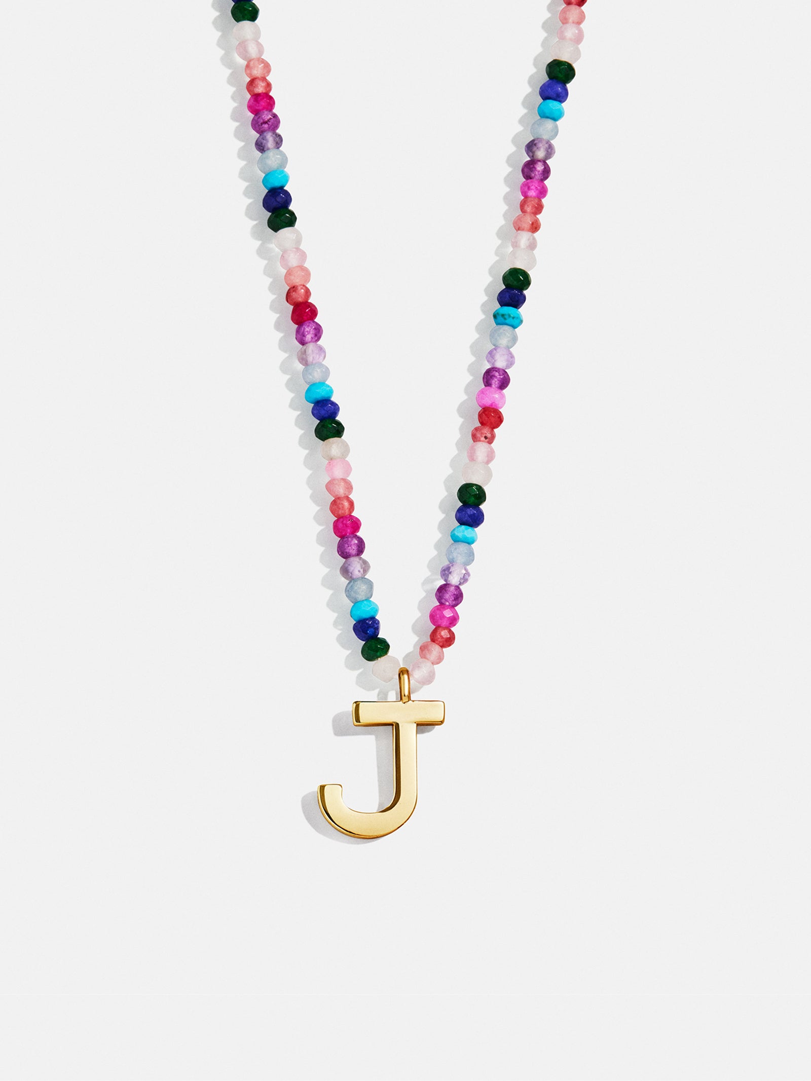 Semi-Precious Block Initial Necklace - Dark Multi - Image 12