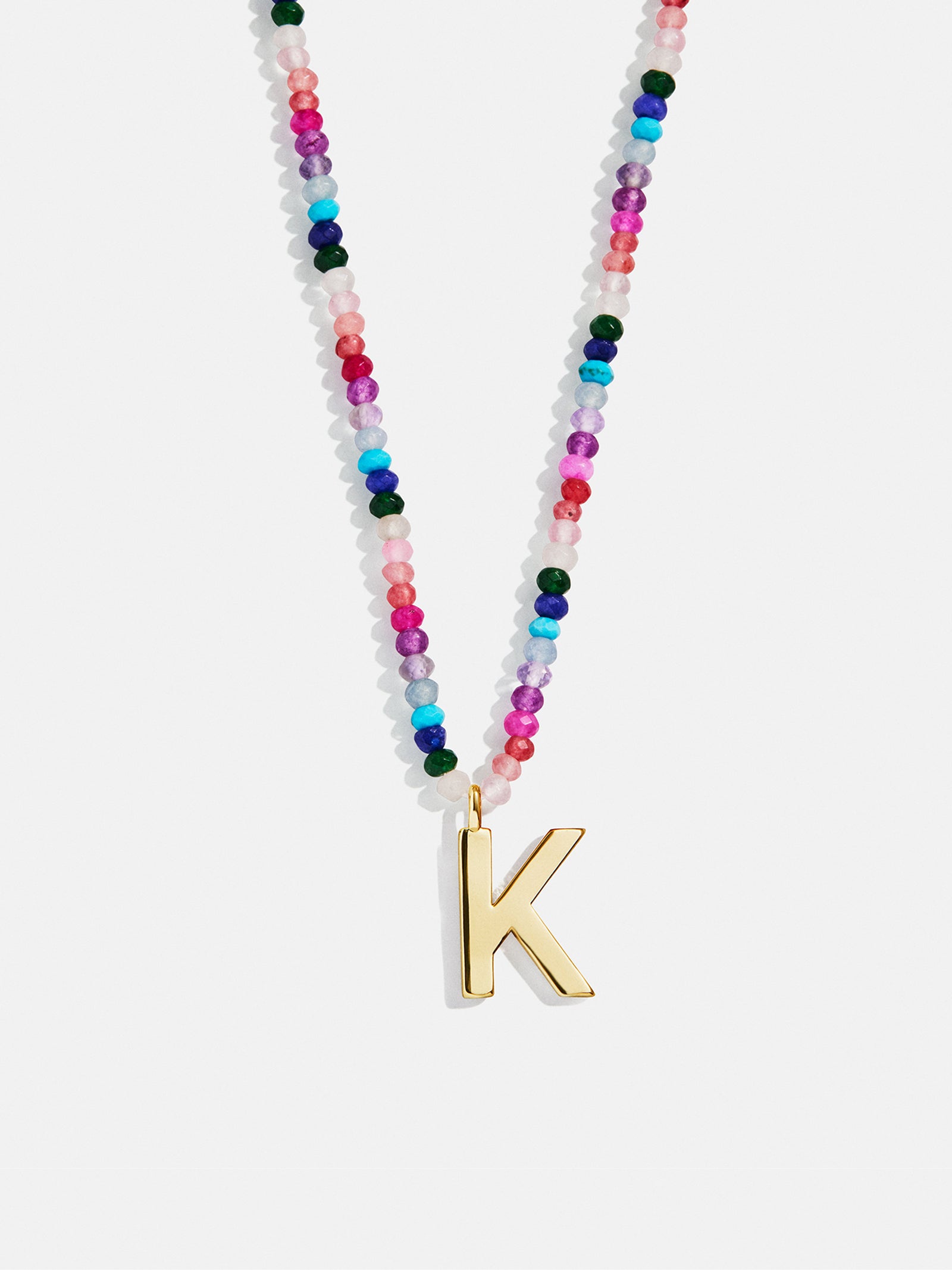 Semi-Precious Block Initial Necklace - Dark Multi - Image 13
