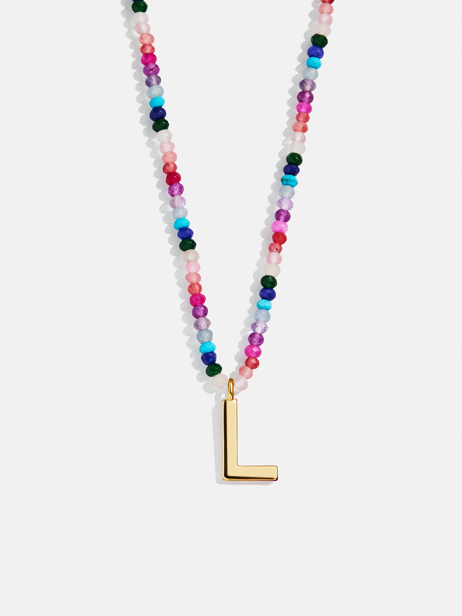 Semi-Precious Block Initial Necklace - Dark Multi - Image 14