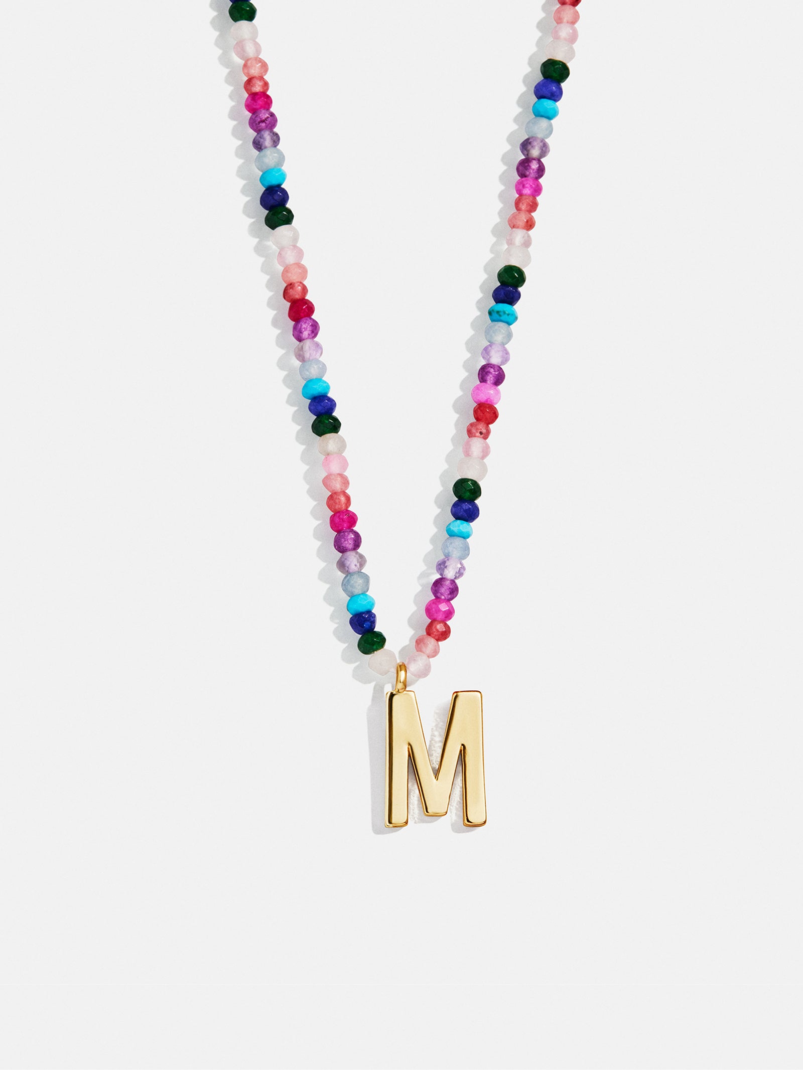 Semi-Precious Block Initial Necklace - Dark Multi - Image 15