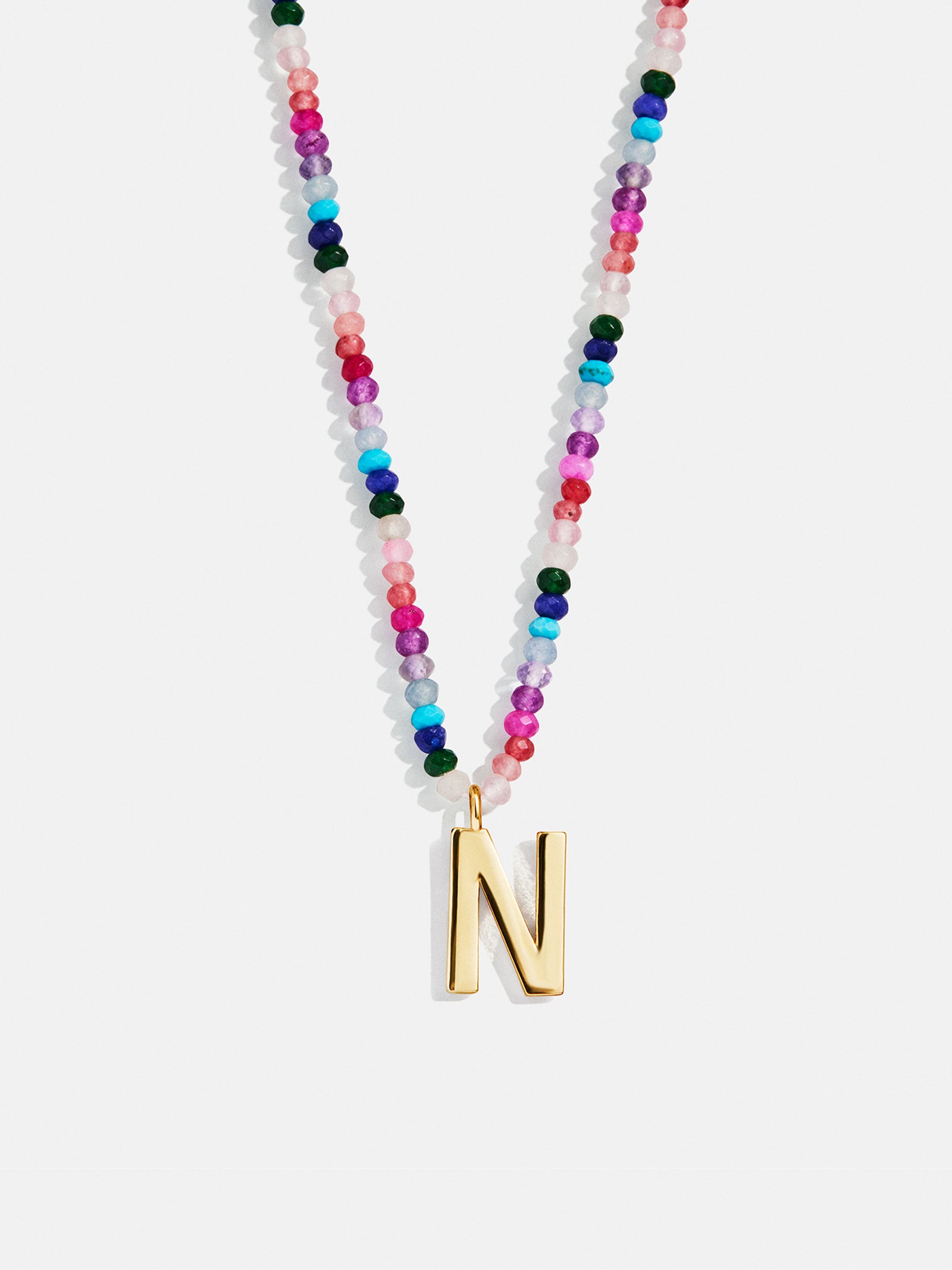 Semi-Precious Block Initial Necklace - Dark Multi - Image 16